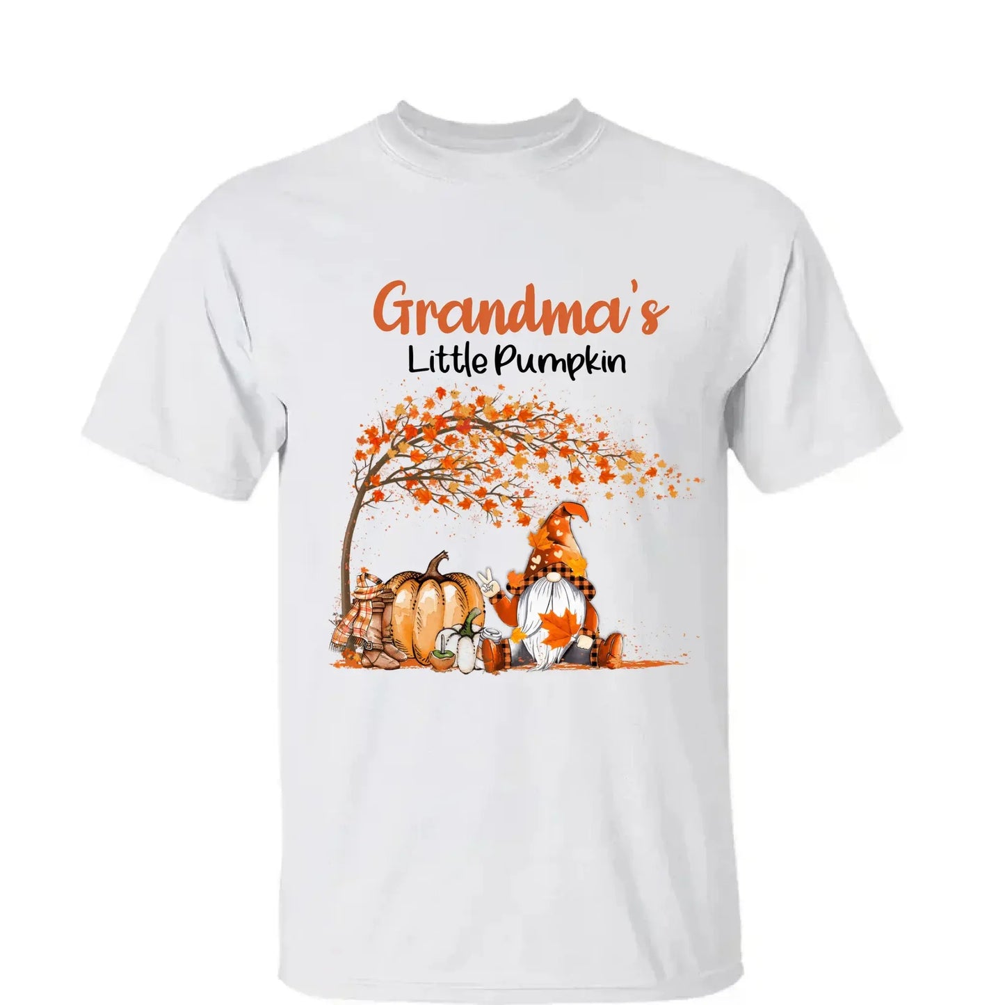 Personalized Grandma’s Little Pumpkins Shirt – Custom Fall T-Shirt with Grandkids’ Names – Cute Autumn Gift for Nana, Mimi, Mom, or Grandparent Ezcustomize