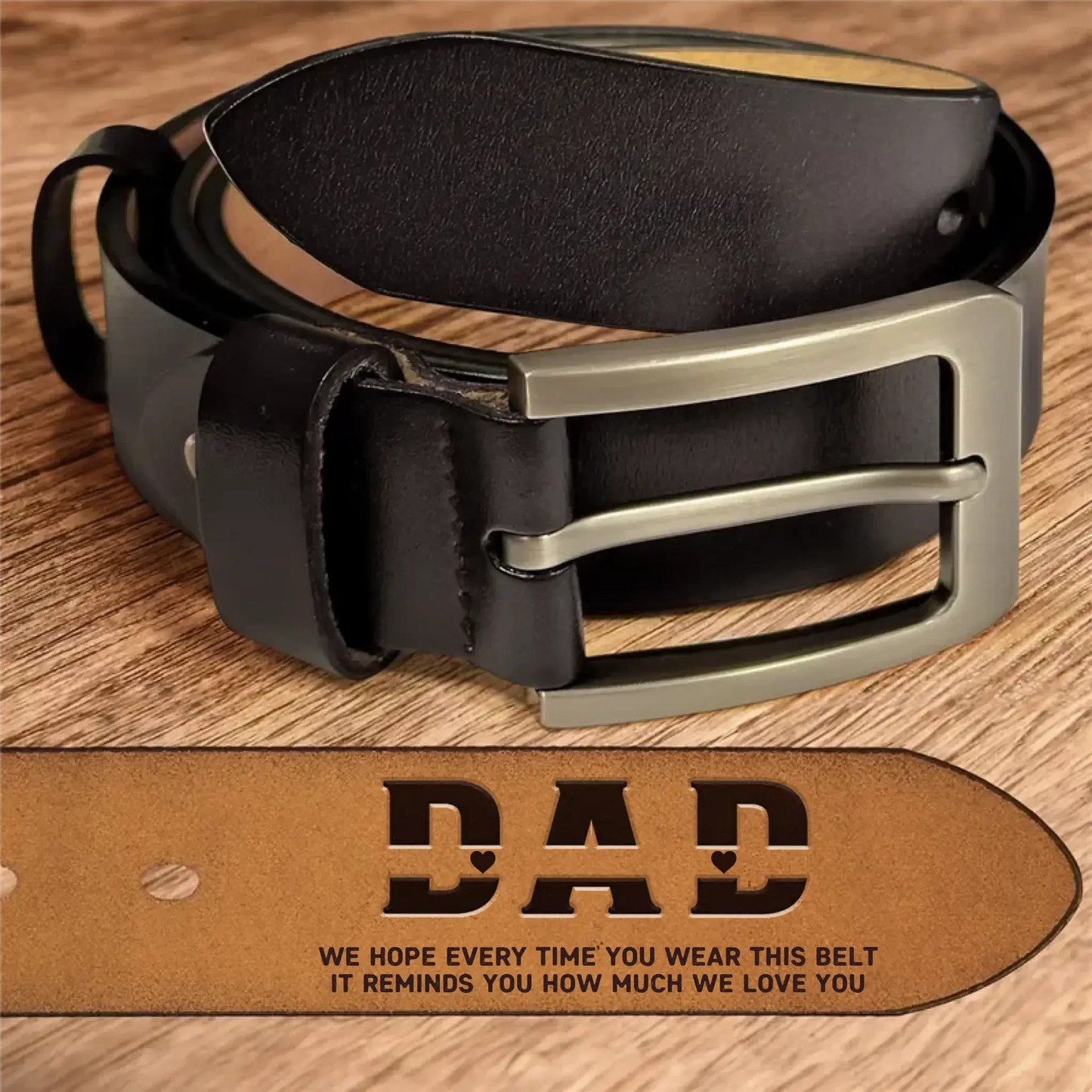 Personalized Leather Belt for Dad/Grandpa - Custom Engraved Love Message Gift Ezcustomize