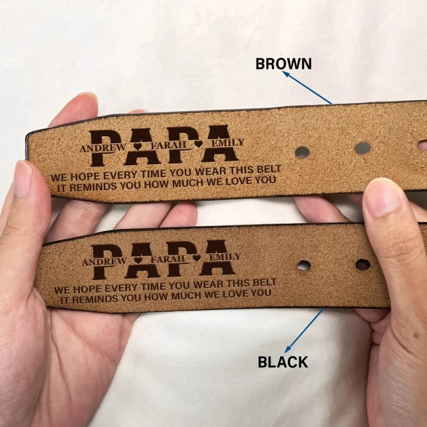 Personalized Leather Belt for Dad/Grandpa - Custom Engraved Love Message Gift Ezcustomize