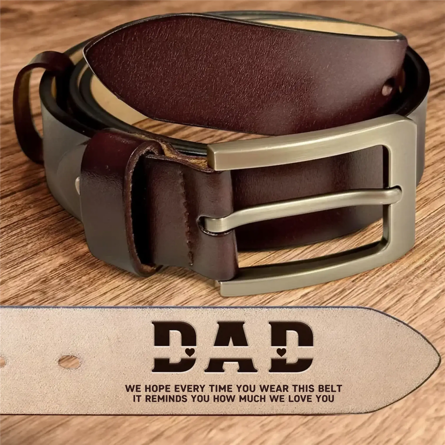 Personalized Leather Belt for Dad/Grandpa - Custom Engraved Love Message Gift Ezcustomize