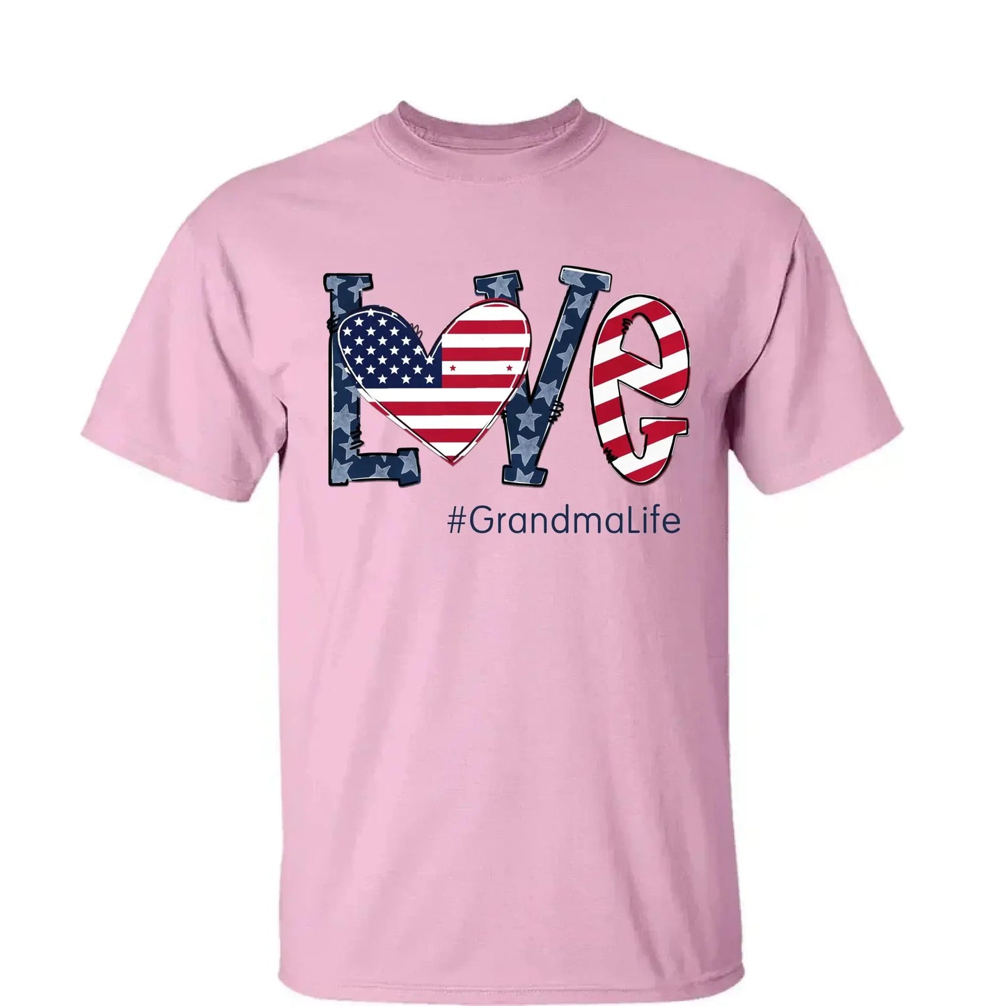 Personalized Love Shirt for Grandma – Custom 4th of July T-shirt with Grandkids’ Names – Patriotic Gift for Mom, Nana, Mimi Ezcustomize