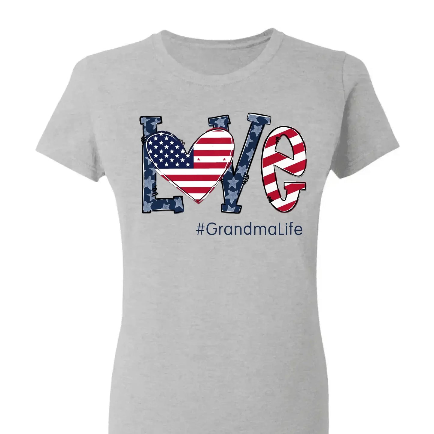 Personalized Love Shirt for Grandma – Custom 4th of July T-shirt with Grandkids’ Names – Patriotic Gift for Mom, Nana, Mimi Ezcustomize