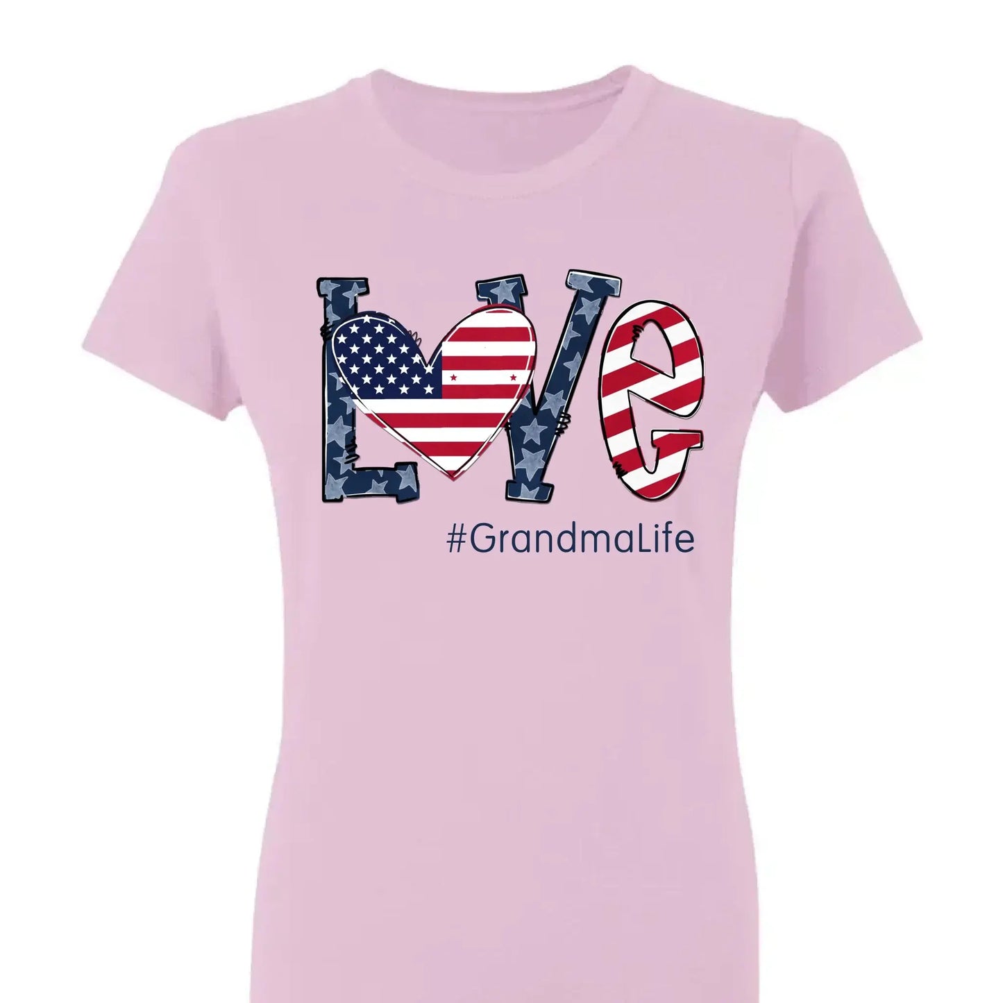 Personalized Love Shirt for Grandma – Custom 4th of July T-shirt with Grandkids’ Names – Patriotic Gift for Mom, Nana, Mimi Ezcustomize
