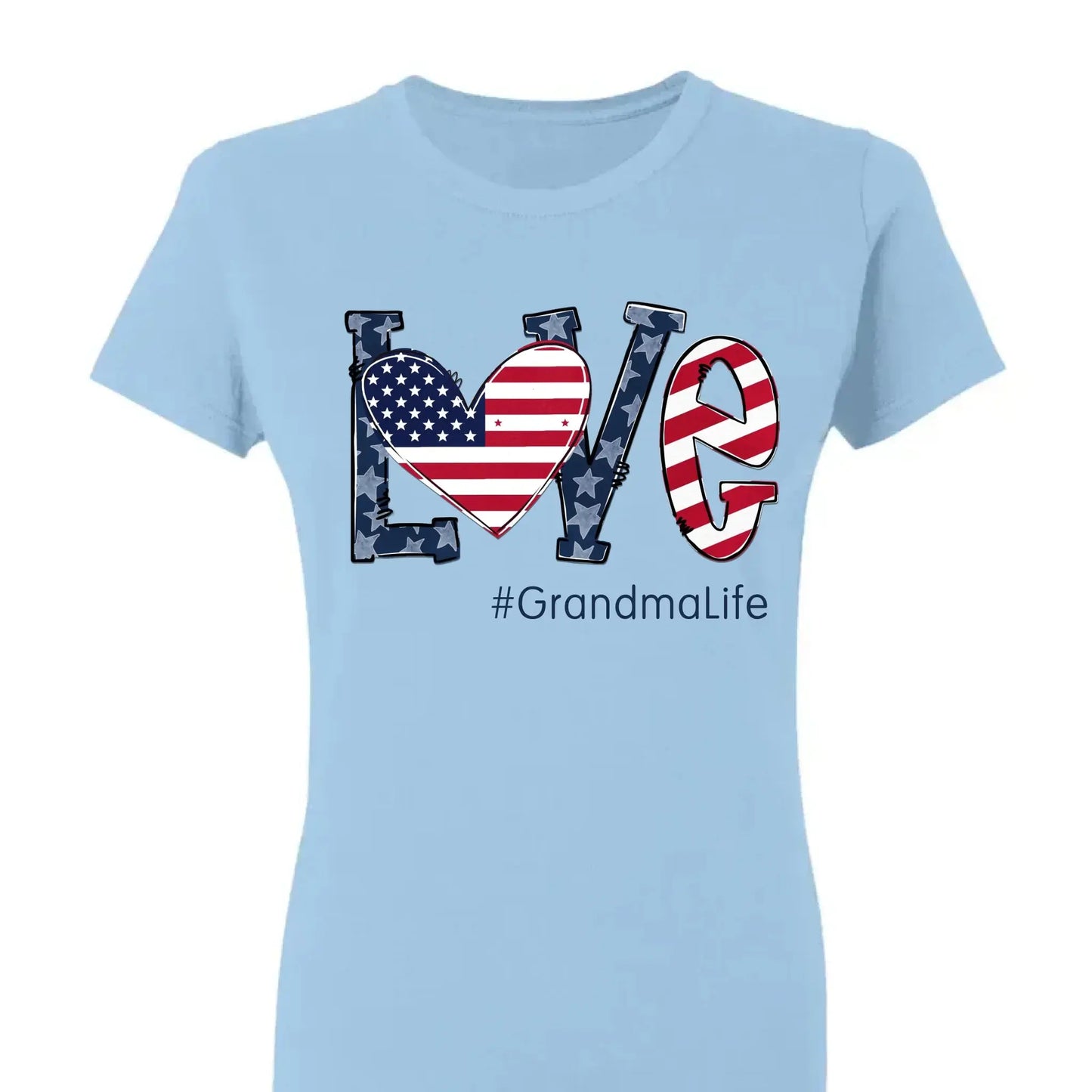 Personalized Love Shirt for Grandma – Custom 4th of July T-shirt with Grandkids’ Names – Patriotic Gift for Mom, Nana, Mimi Ezcustomize