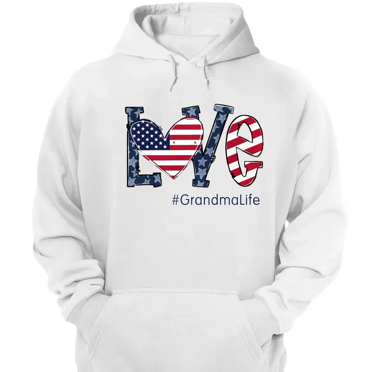 Personalized Love Shirt for Grandma – Custom 4th of July T-shirt with Grandkids’ Names – Patriotic Gift for Mom, Nana, Mimi Ezcustomize