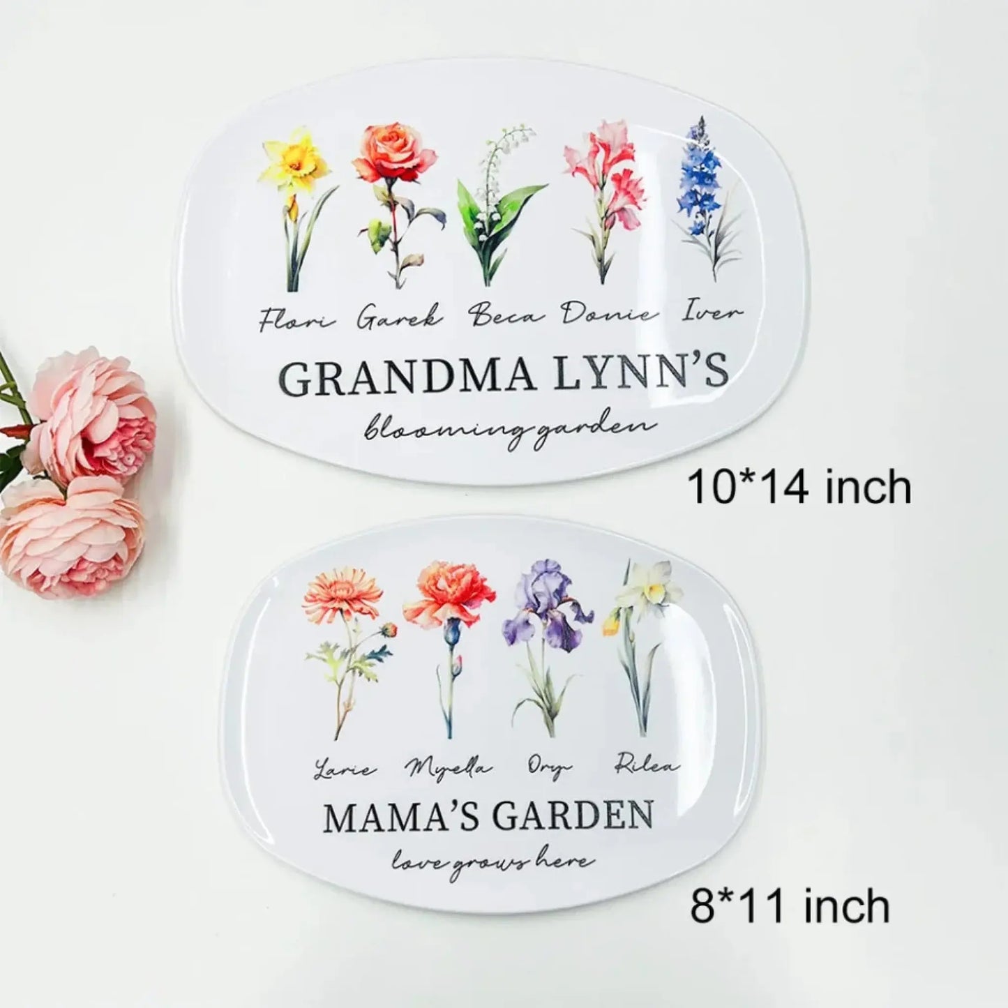 Personalized Mom's Garden Plate – Custom Birth Flower & Name Design, Unique Gift for Mom & Grandma Ezcustomize