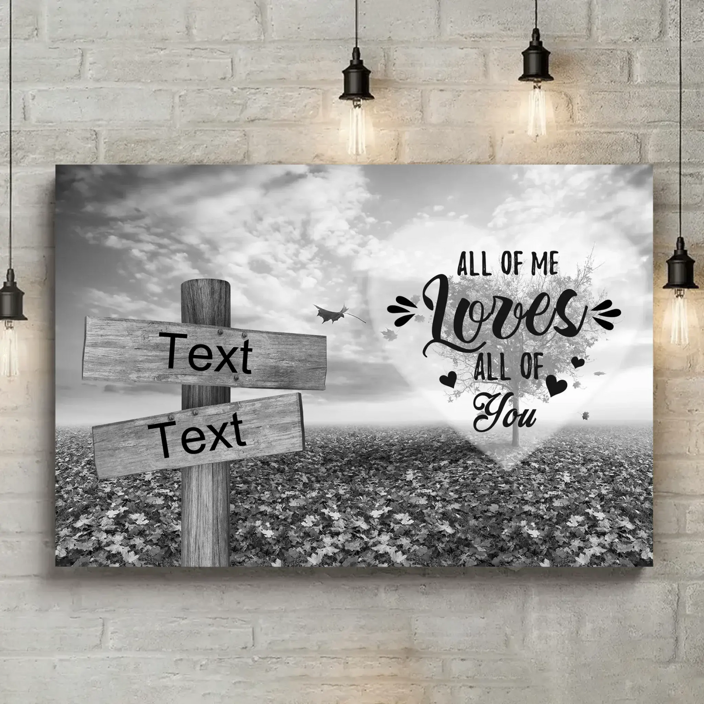 Personalized Multi Name Premium Road Sign Wrapped Canvas with Frame—Love Tree with Saying Ezcustomize