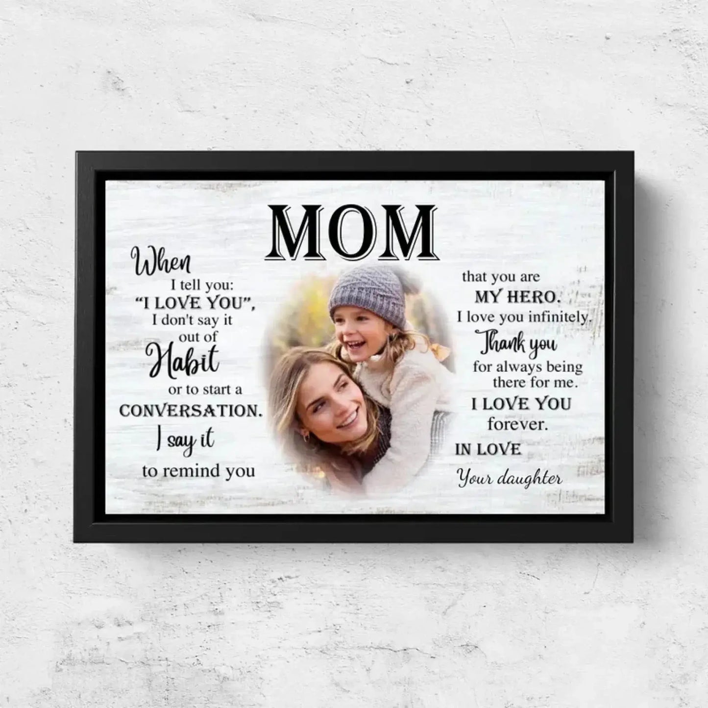 Personalized Poster/Canvas "To Mom" – Custom Mother's Day Gift with Photo & Message – Unique Wall Art for Mom Ezcustomize
