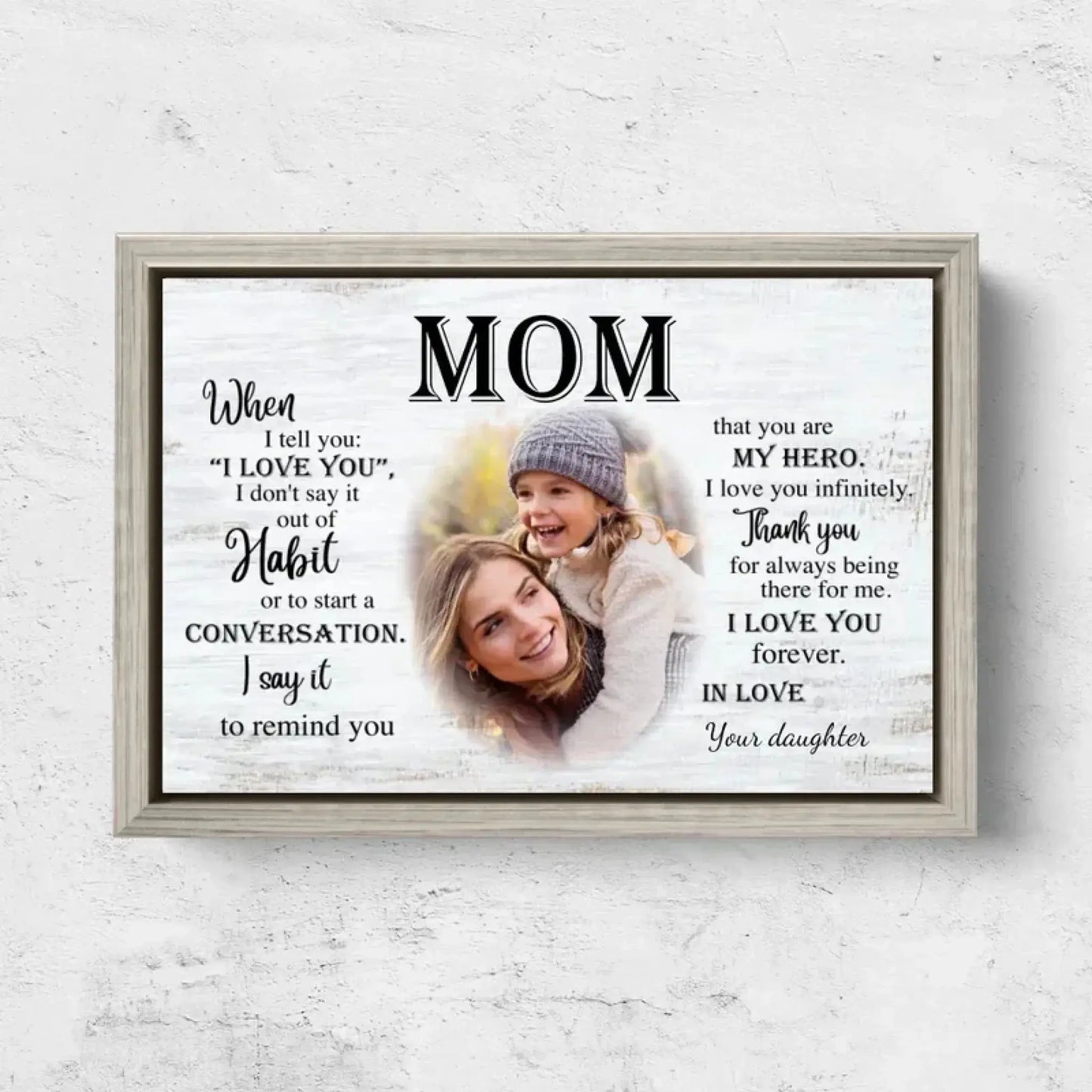 Personalized Poster/Canvas "To Mom" – Custom Mother's Day Gift with Photo & Message – Unique Wall Art for Mom Ezcustomize