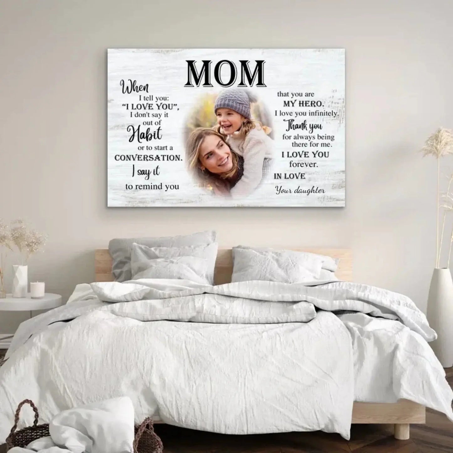 Personalized Poster/Canvas "To Mom" – Custom Mother's Day Gift with Photo & Message – Unique Wall Art for Mom Ezcustomize