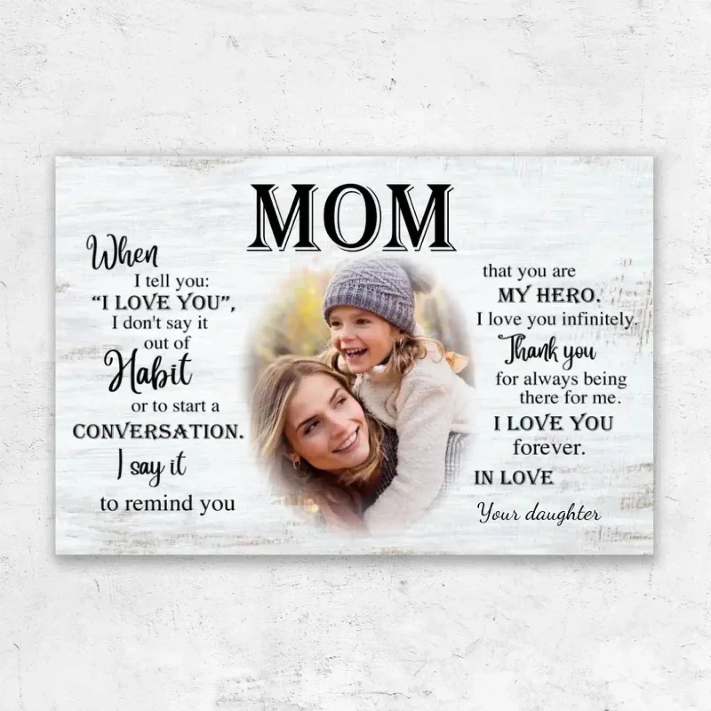 Personalized Poster/Canvas "To Mom" – Custom Mother's Day Gift with Photo & Message – Unique Wall Art for Mom Ezcustomize