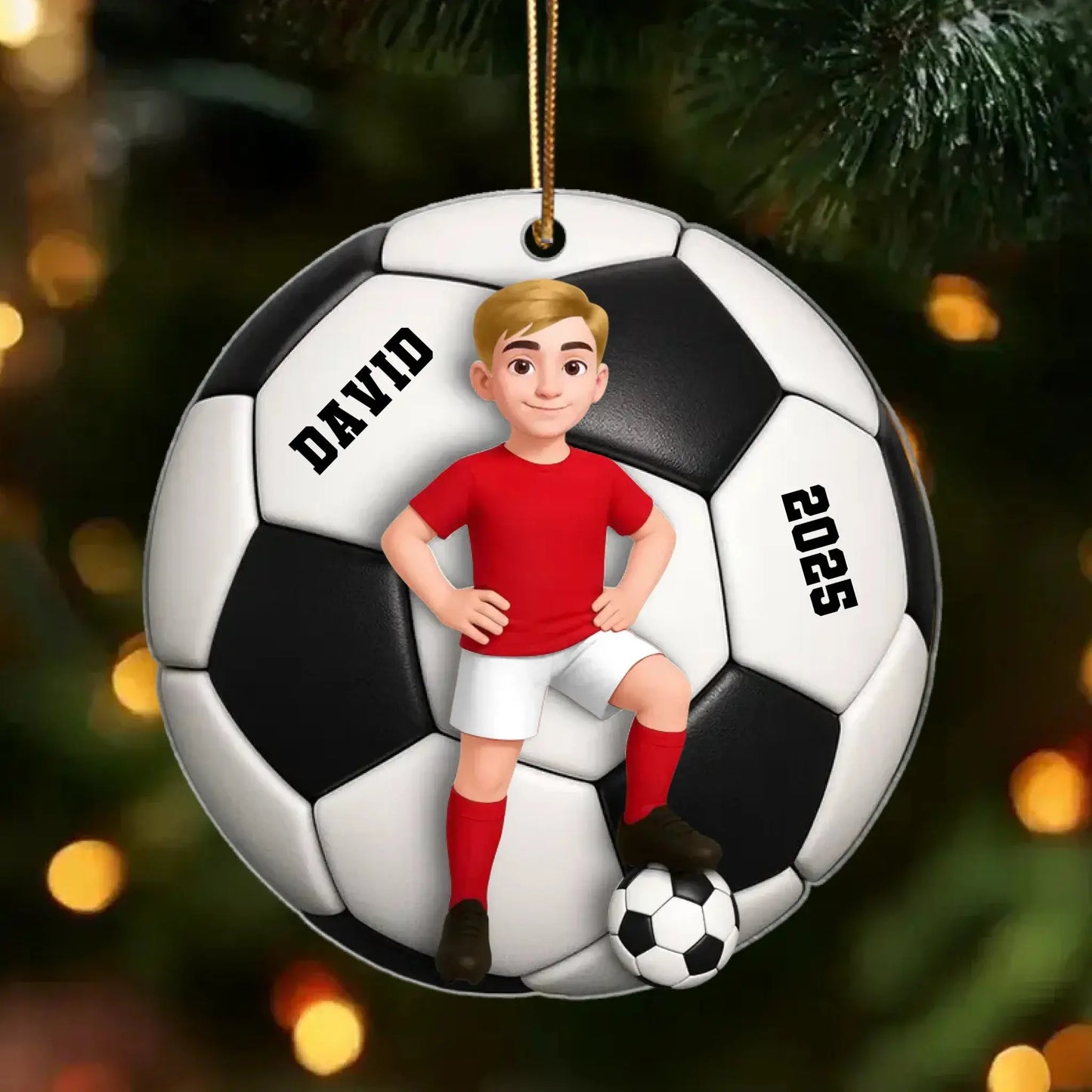 Personalized Soccer Player Ornament – 3D Effect Acrylic Keepsake – Perfect Christmas Gift for Son or Daughter Ezcustomize