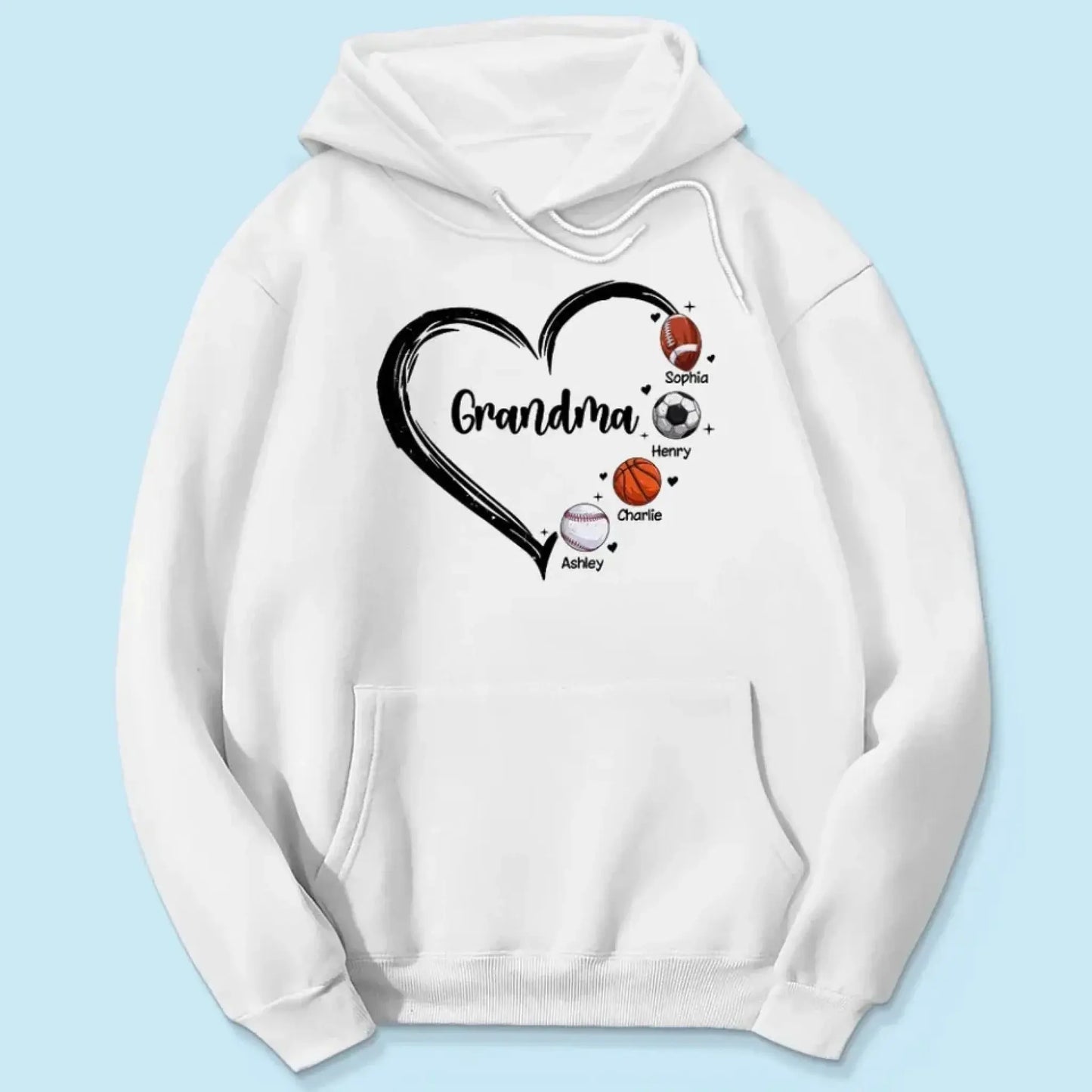 Personalized Sport Mom or Grandma Shirt – Heart Design with Custom Kids’ Names Ezcustomize