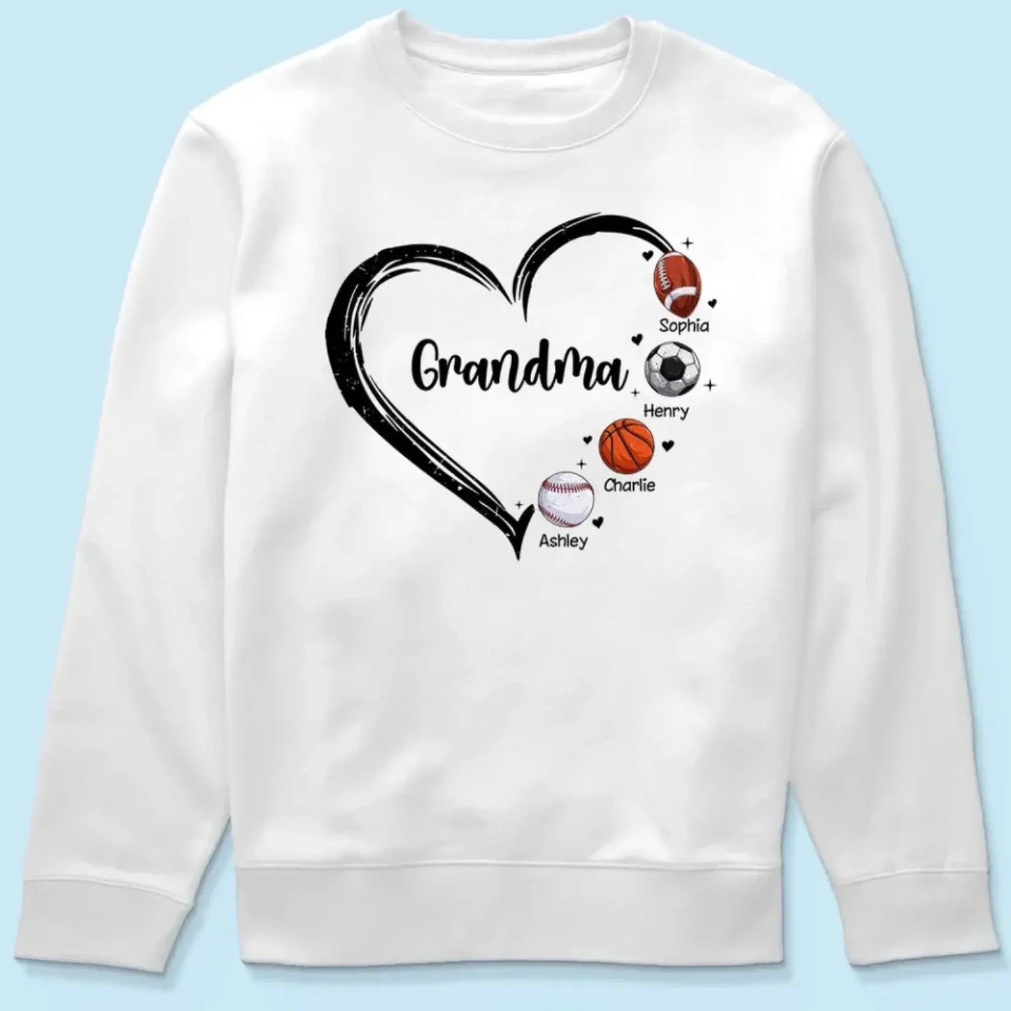 Personalized Sport Mom or Grandma Shirt – Heart Design with Custom Kids’ Names Ezcustomize