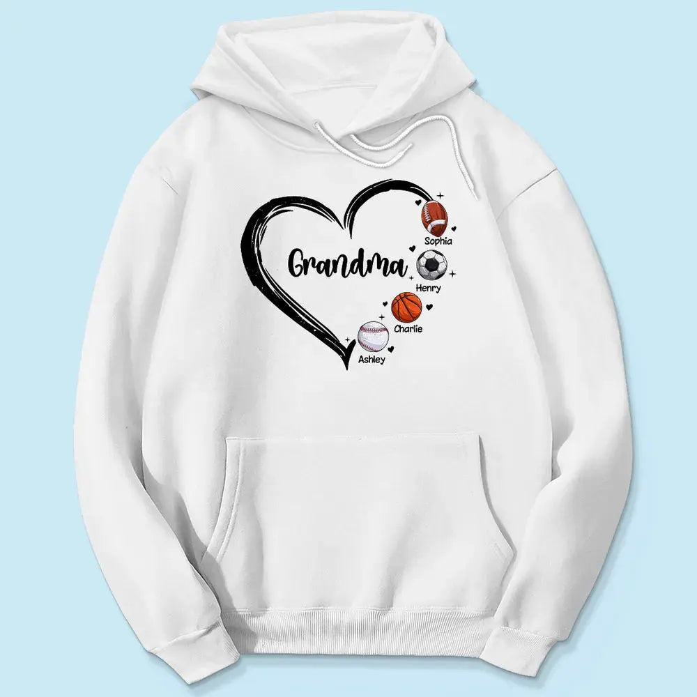 Personalized Sport Mom or Grandma Shirt – Heart Design with Custom Kids’ Names Ezcustomize
