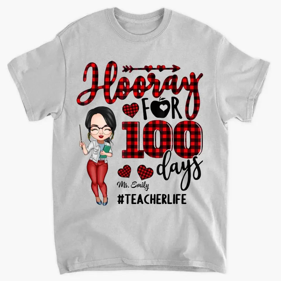 Personalized T-shirt - Gift For Teacher - Hooray For 100 Days Ezcustomize