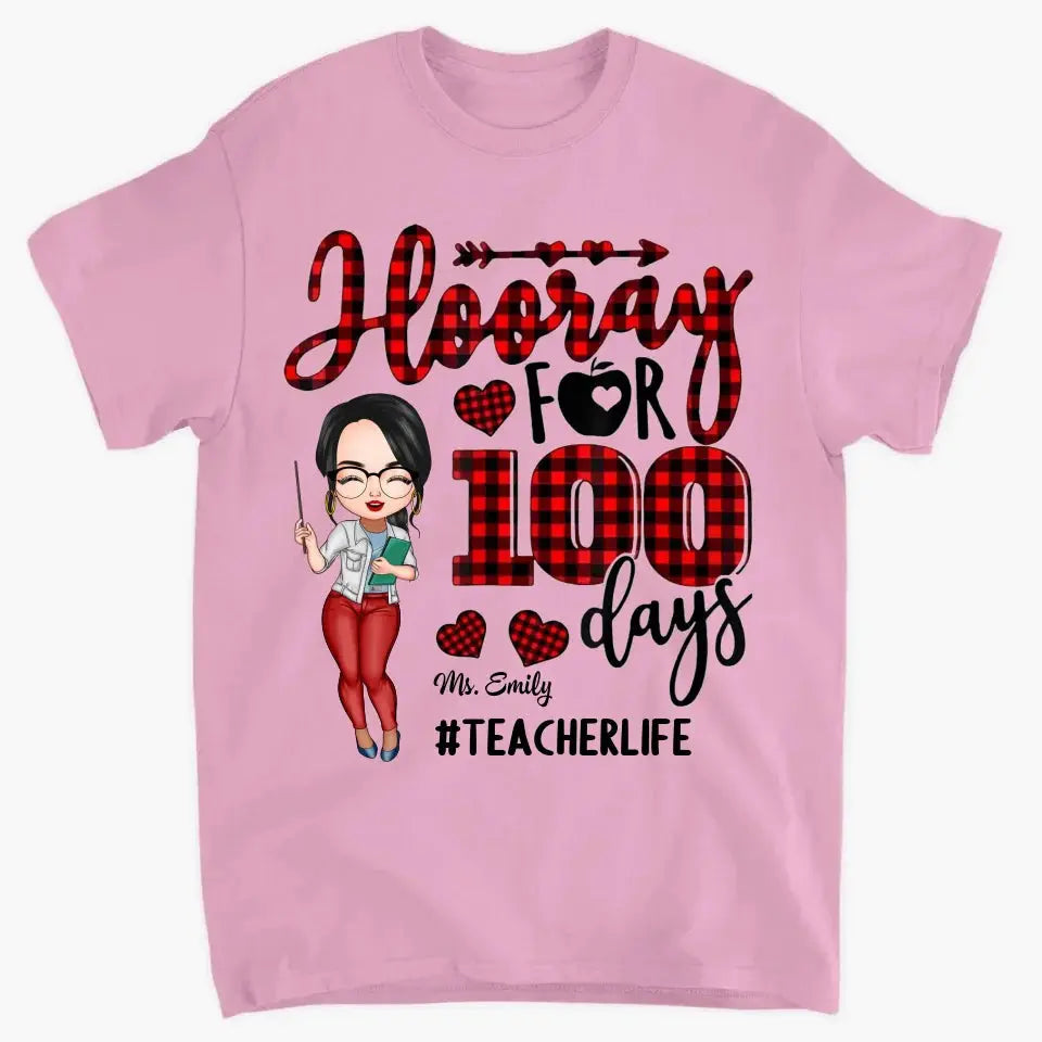 Personalized T-shirt - Gift For Teacher - Hooray For 100 Days Ezcustomize