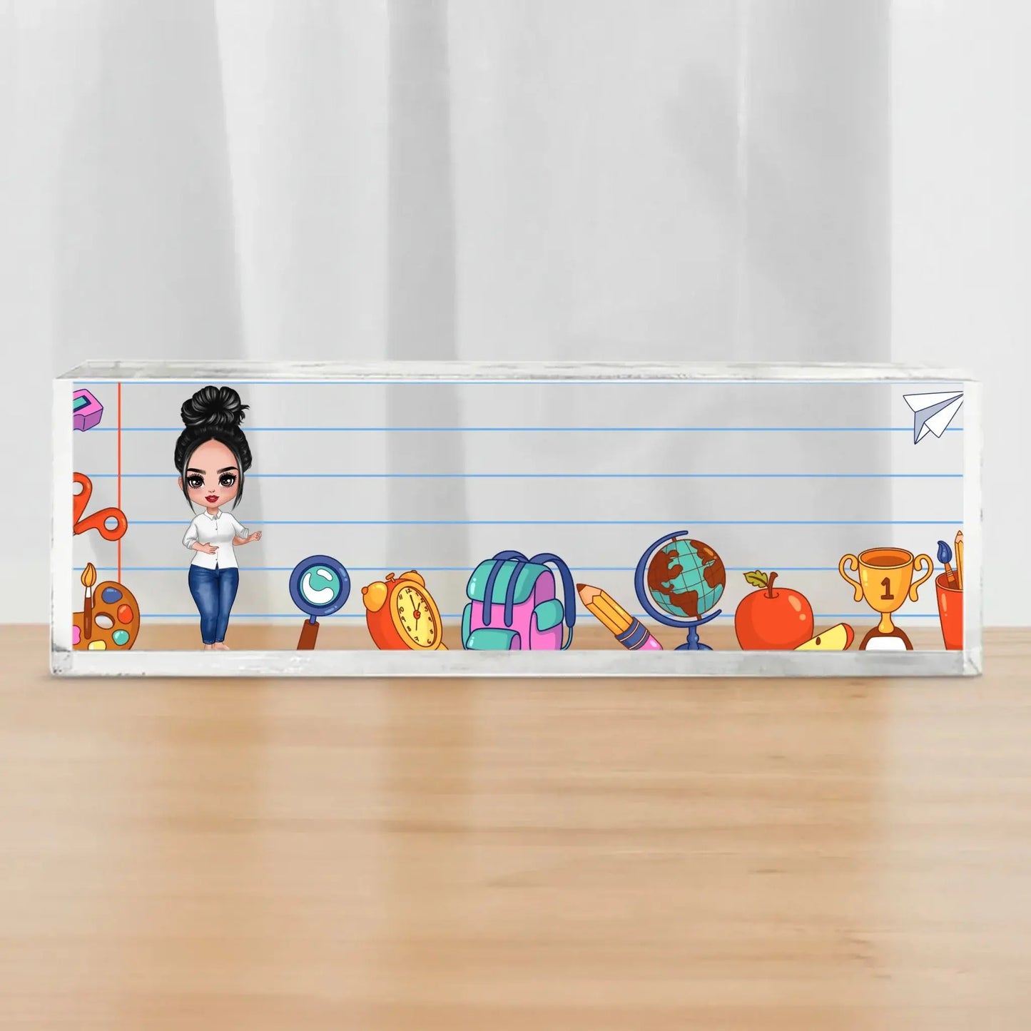 Personalized Teacher Acrylic Desk Name Plate – Custom School Things Plaque, Back To School Gift for Teacher Ezcustomize