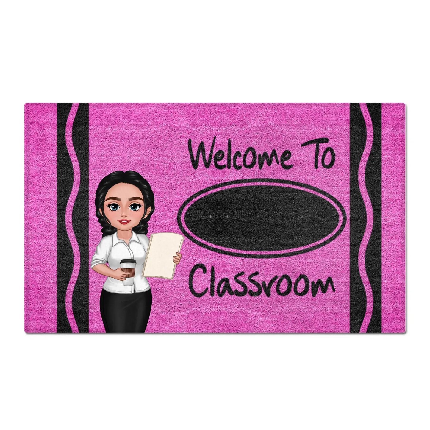 Personalized Teacher Classroom Doormat – Crayon Back to School Gift for Educators, Preschool, Pre-K, Kindergarten Ezcustomize
