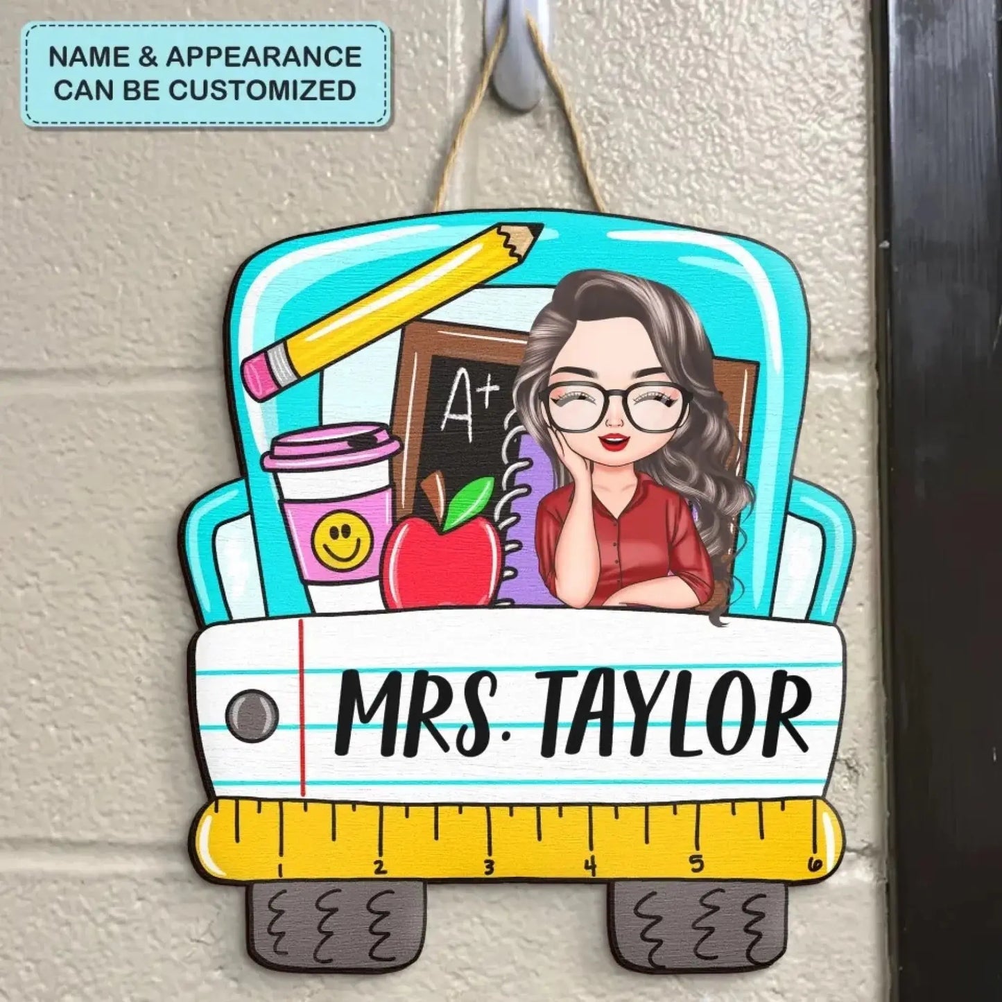 Personalized Teacher's Class Door Sign – Custom Welcome Sign for Classroom – Unique Gift for Teacher’s Day, Birthday, or Back-to-School Ezcustomize
