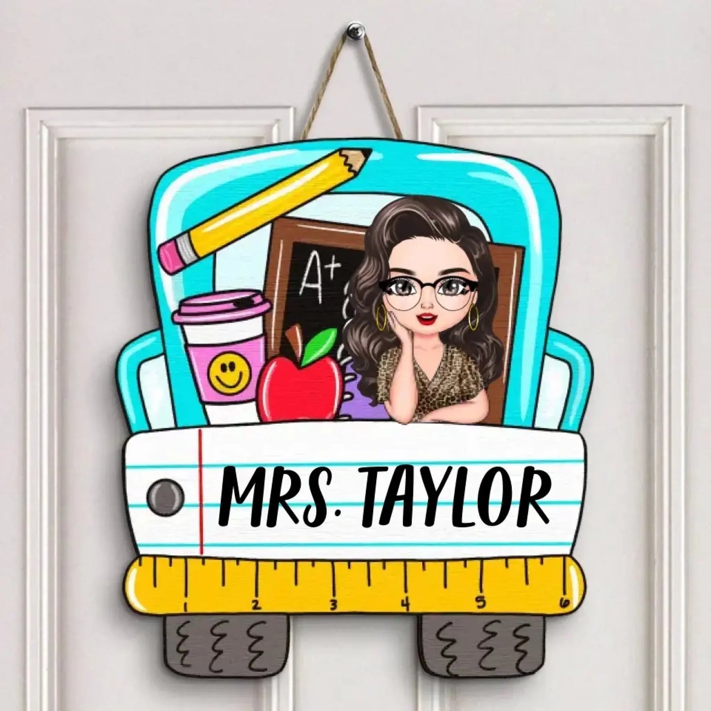 Personalized Teacher's Class Door Sign – Custom Welcome Sign for Classroom – Unique Gift for Teacher’s Day, Birthday, or Back-to-School Ezcustomize