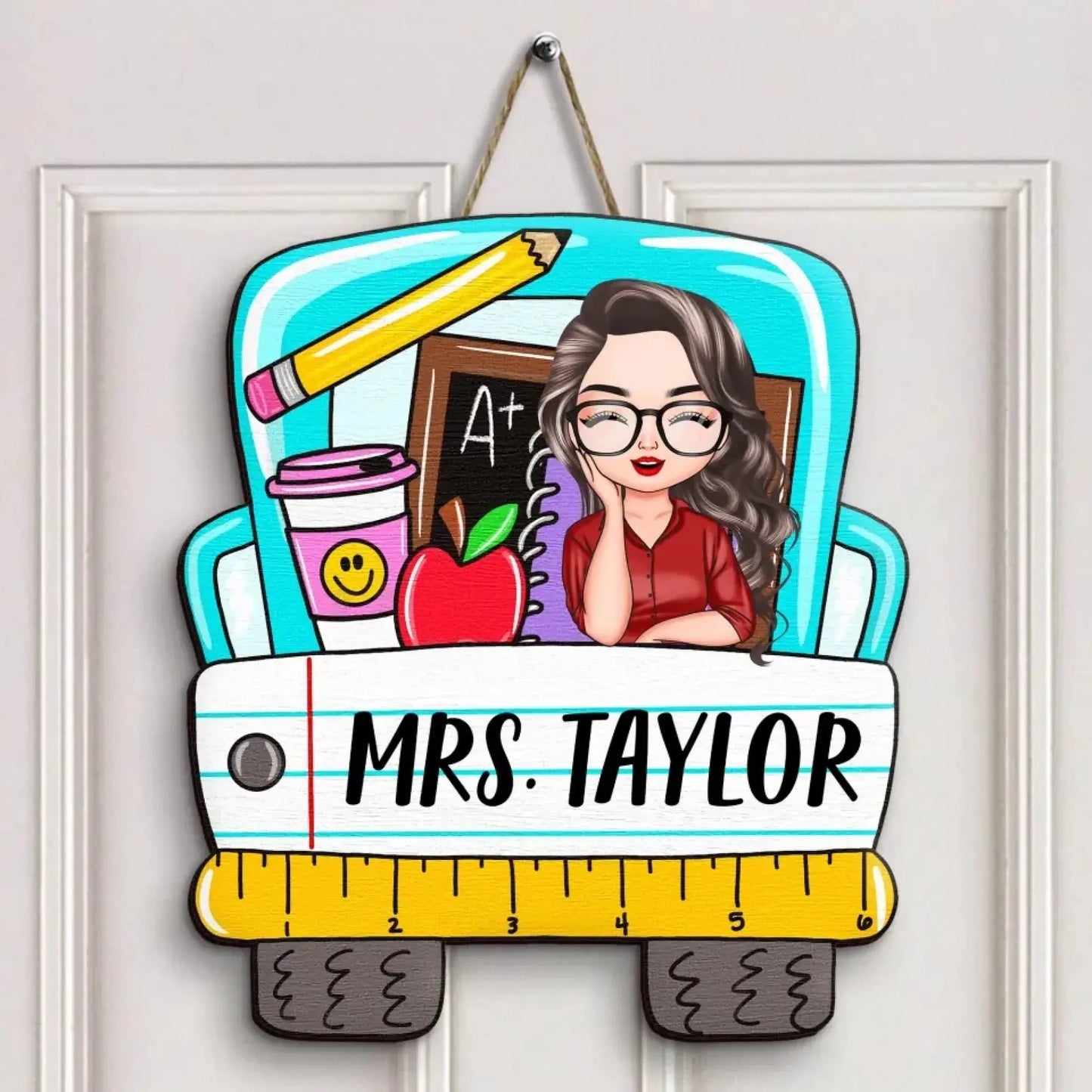 Personalized Teacher's Class Door Sign – Custom Welcome Sign for Classroom – Unique Gift for Teacher’s Day, Birthday, or Back-to-School Ezcustomize