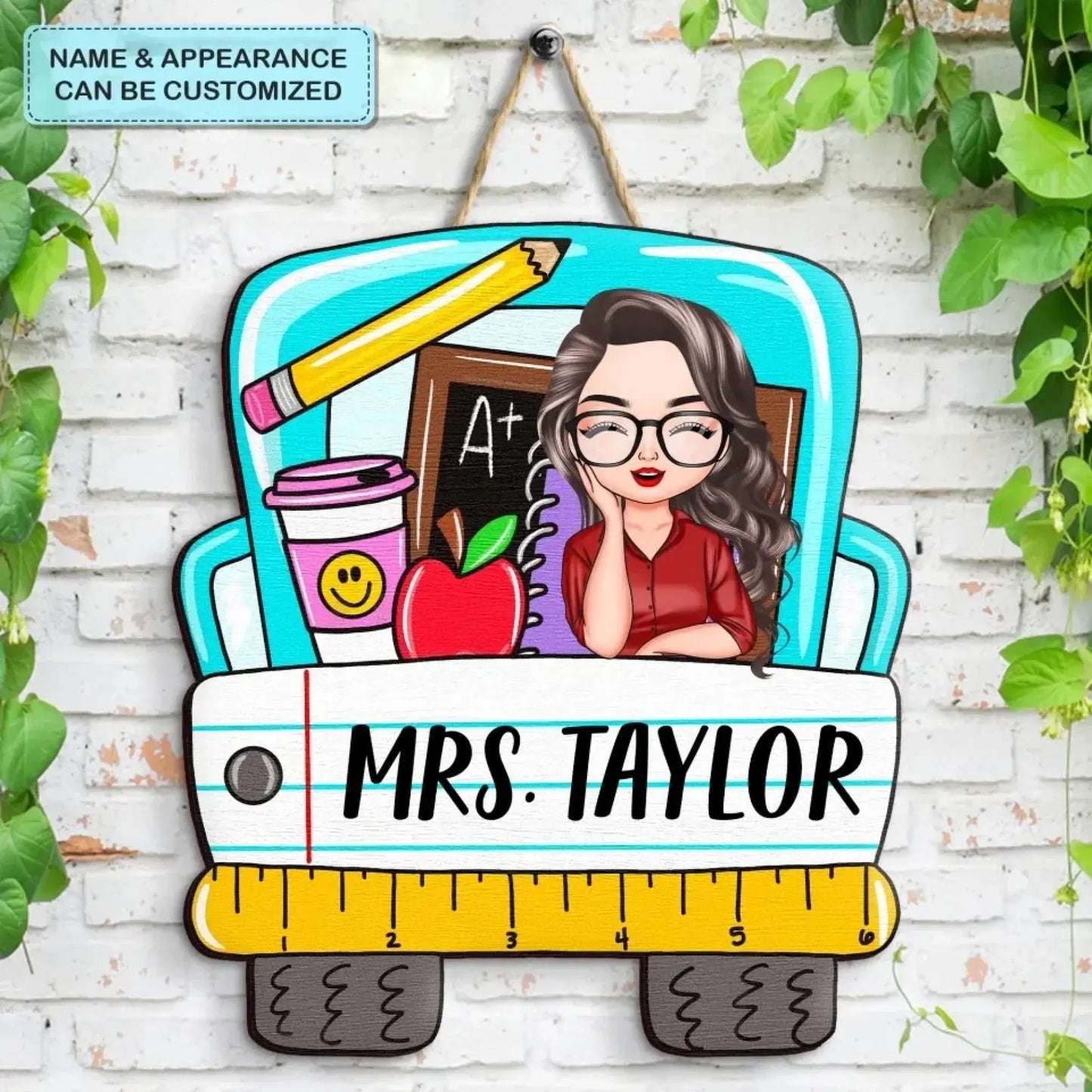 Personalized Teacher's Class Door Sign – Custom Welcome Sign for Classroom – Unique Gift for Teacher’s Day, Birthday, or Back-to-School Ezcustomize