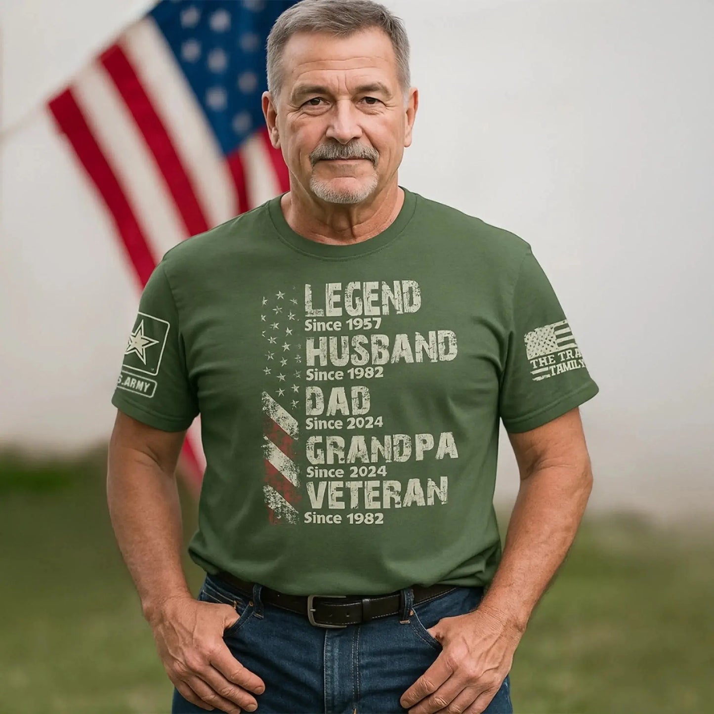 Personalized Veteran Grandpa Shirt – Custom Legend Husband Dad Papa T-Shirt with Military Branch & Years Ezcustomize