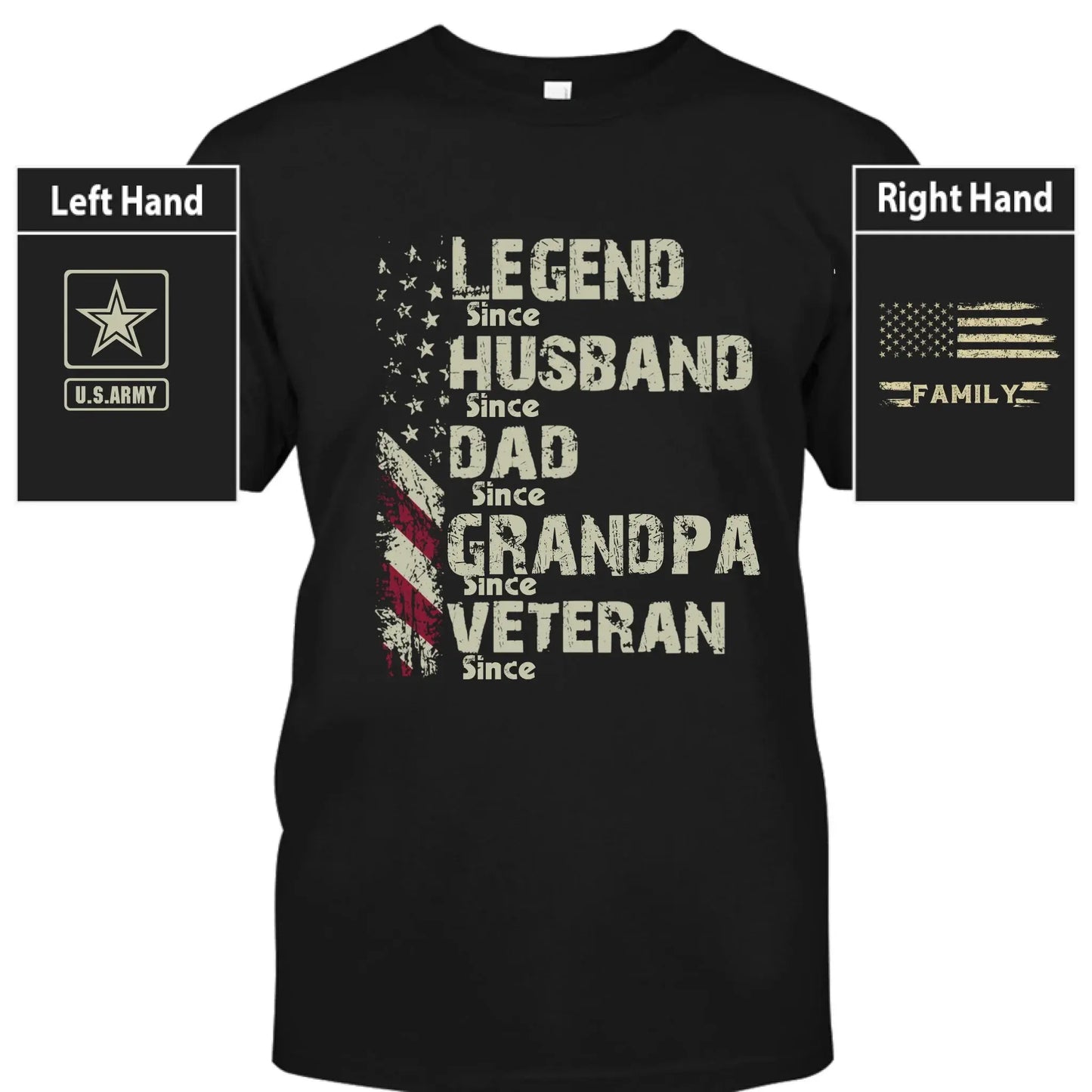 Personalized Veteran Grandpa Shirt – Custom Legend Husband Dad Papa T-Shirt with Military Branch & Years Ezcustomize
