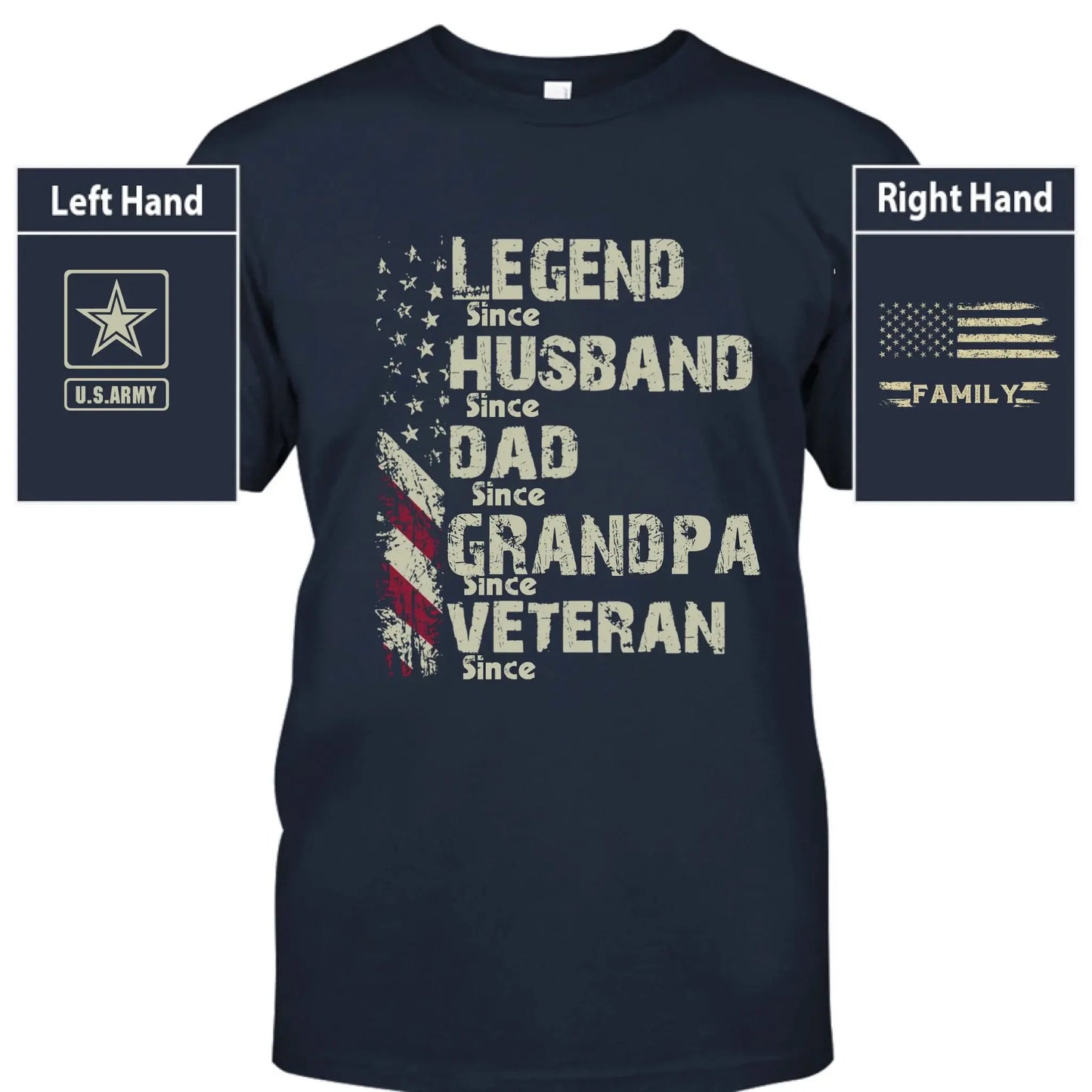 Personalized Veteran Grandpa Shirt – Custom Legend Husband Dad Papa T-Shirt with Military Branch & Years Ezcustomize