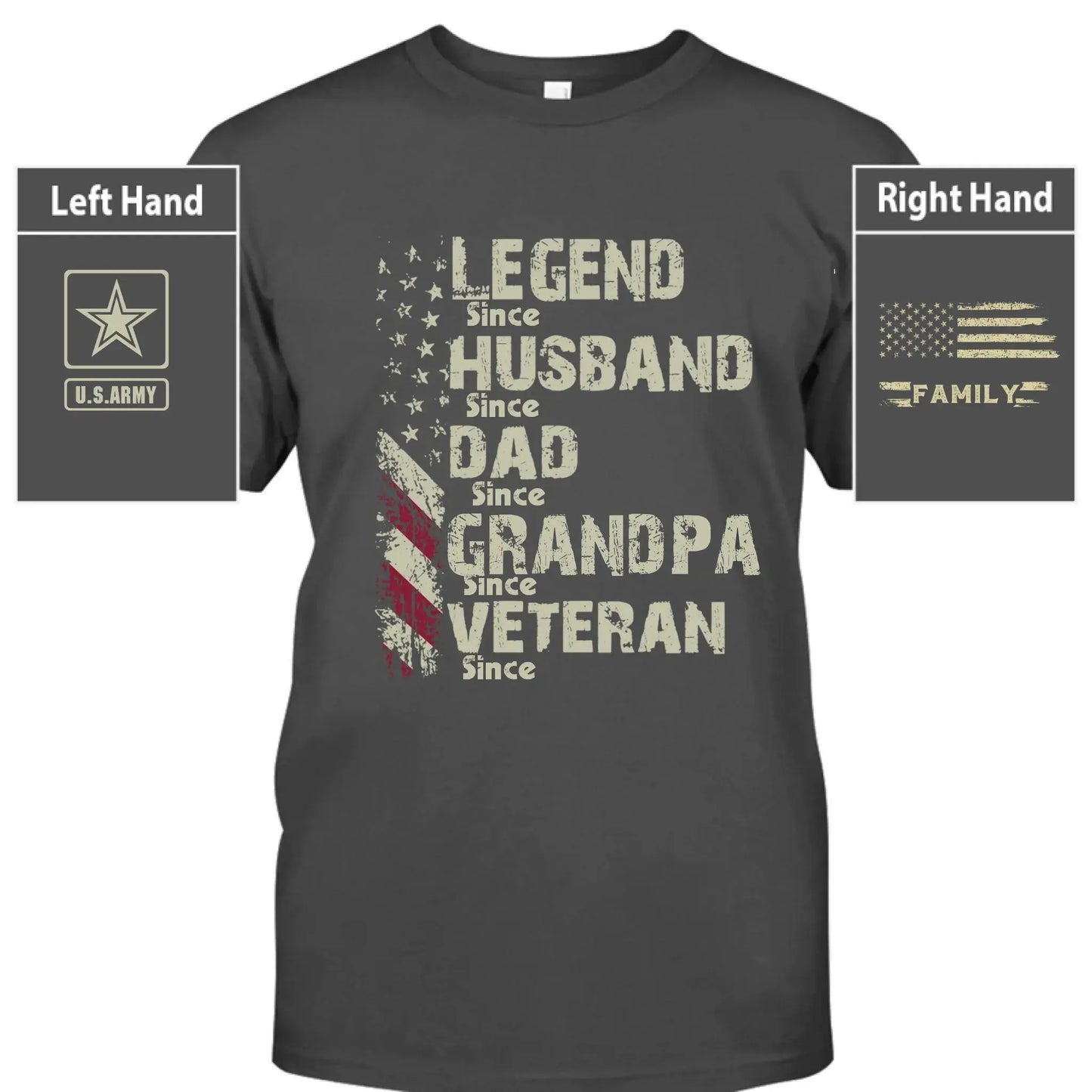 Personalized Veteran Grandpa Shirt – Custom Legend Husband Dad Papa T-Shirt with Military Branch & Years Ezcustomize