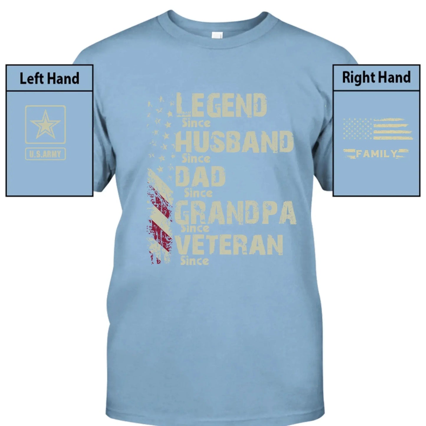 Personalized Veteran Grandpa Shirt – Custom Legend Husband Dad Papa T-Shirt with Military Branch & Years Ezcustomize