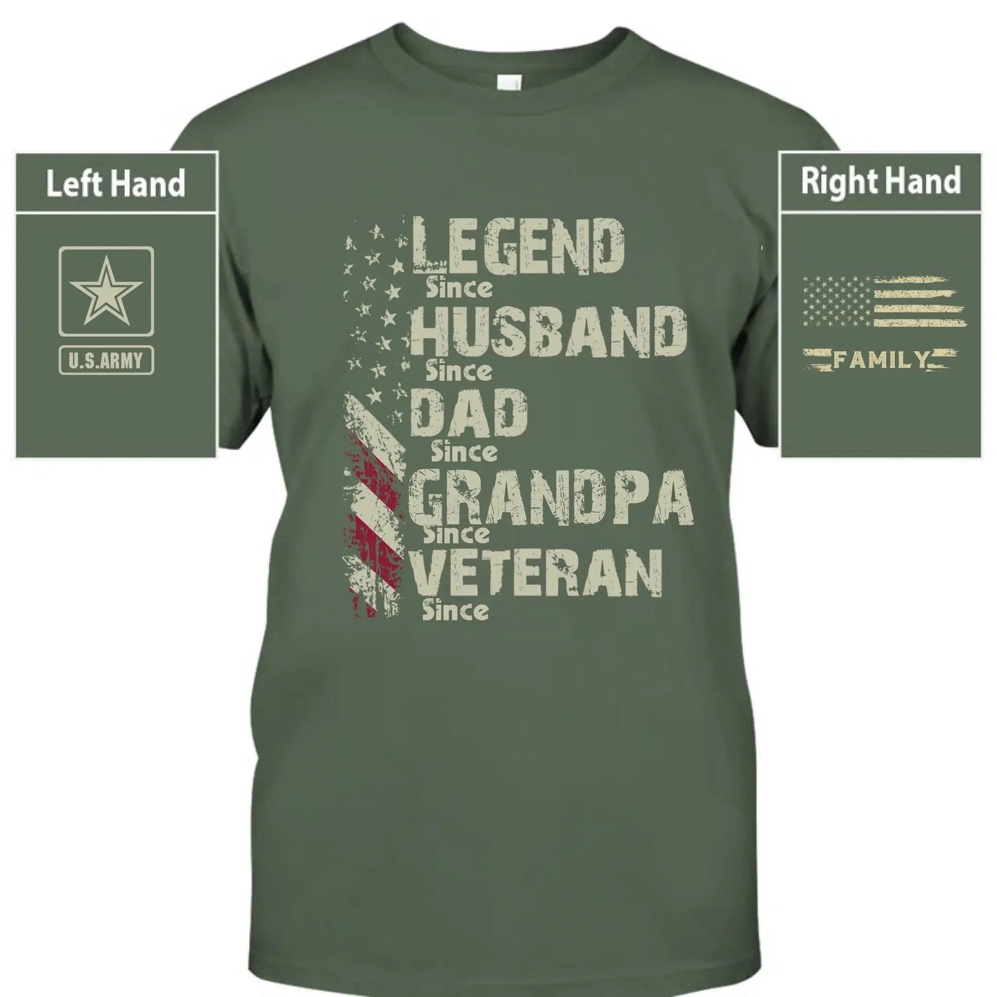 Personalized Veteran Grandpa Shirt – Custom Legend Husband Dad Papa T-Shirt with Military Branch & Years Ezcustomize