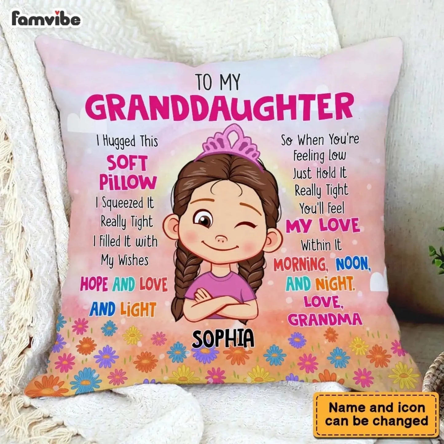 Personalized 'Hug This' Pillow - Grandma's Special Gift for Granddaughter Ezcustomize