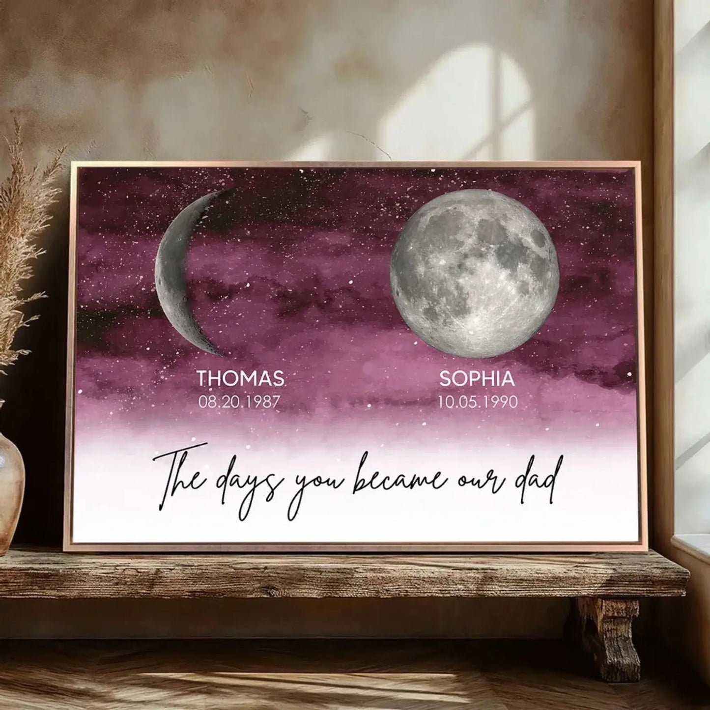 Personalized “The Nights You Became Our Dad” Wall Art - Starry Night Moon Phase Poster/Canvas – Heartfelt Father’s Day Gift for Dad or Husband Ezcustomize
