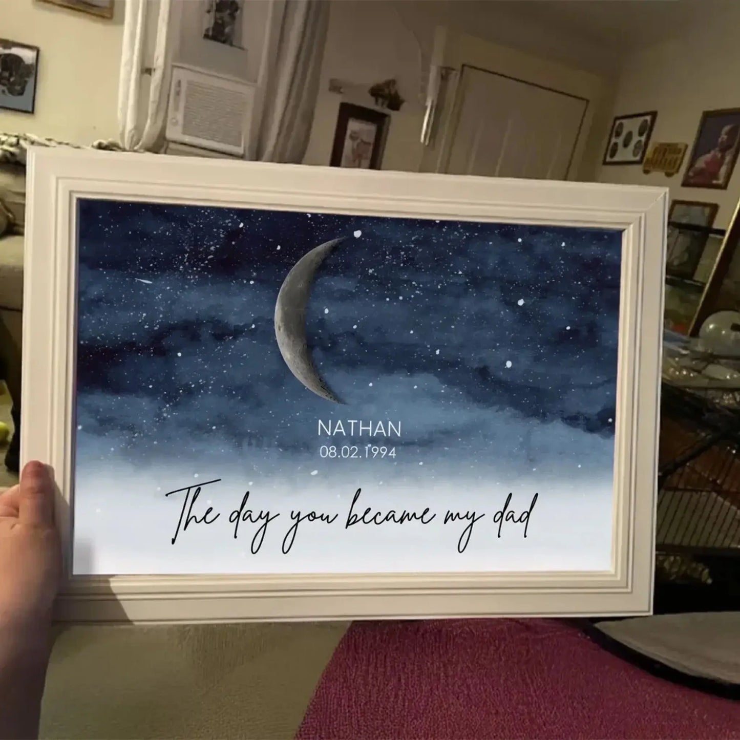 Personalized “The Nights You Became Our Dad” Wall Art - Starry Night Moon Phase Poster/Canvas – Heartfelt Father’s Day Gift for Dad or Husband Ezcustomize