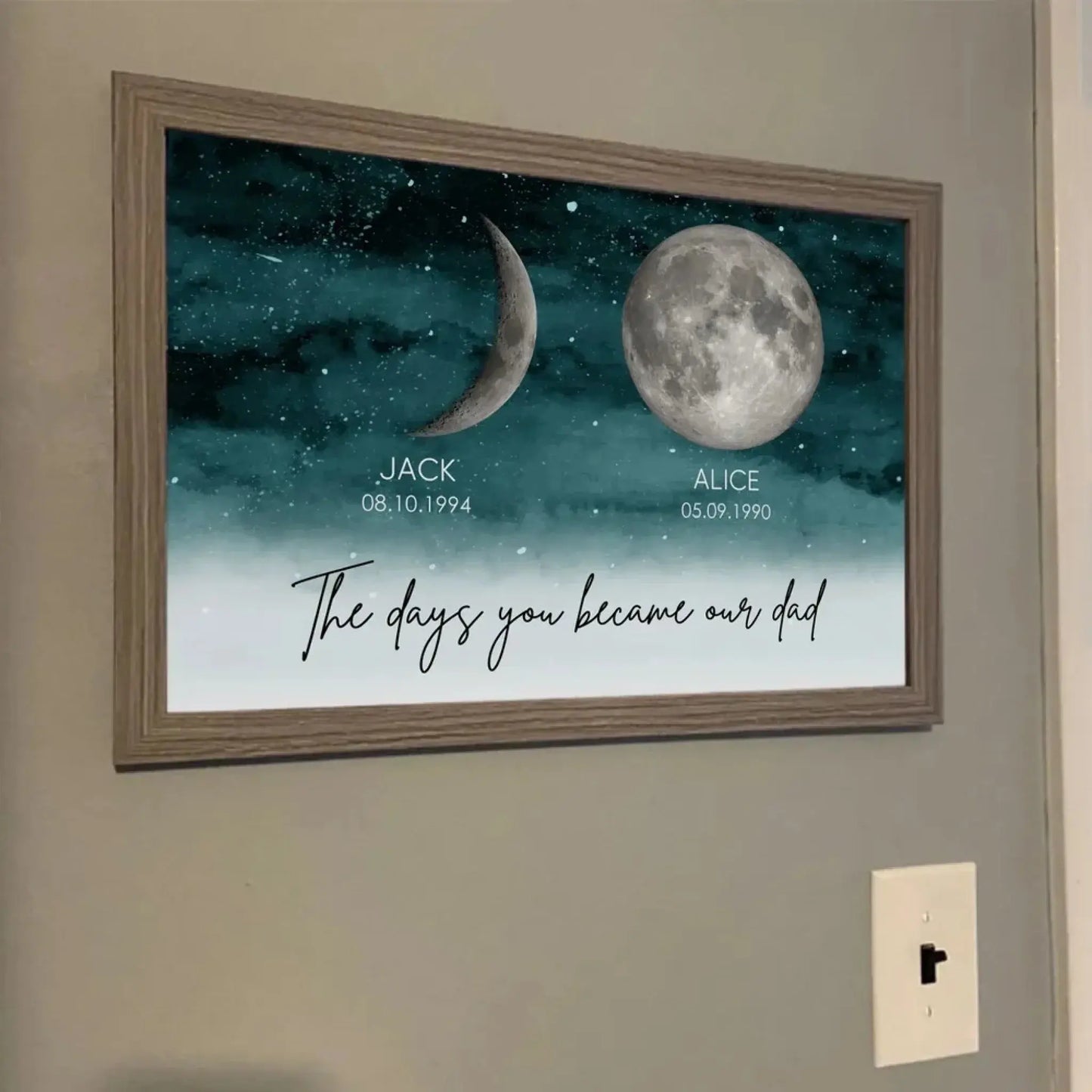 Personalized “The Nights You Became Our Dad” Wall Art - Starry Night Moon Phase Poster/Canvas – Heartfelt Father’s Day Gift for Dad or Husband Ezcustomize