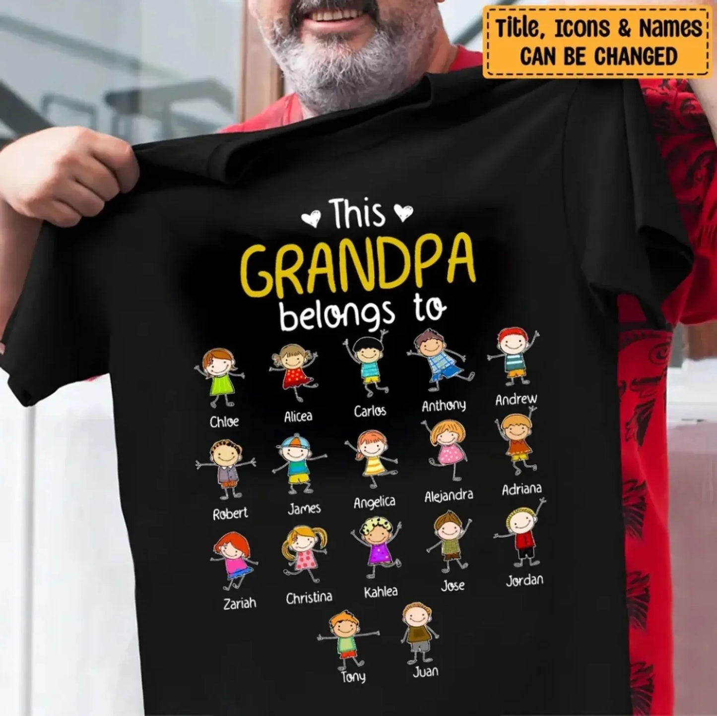Personalized "This Grandpa Belongs To" Shirt - Custom Gift with Grandkids’ Names Ezcustomize