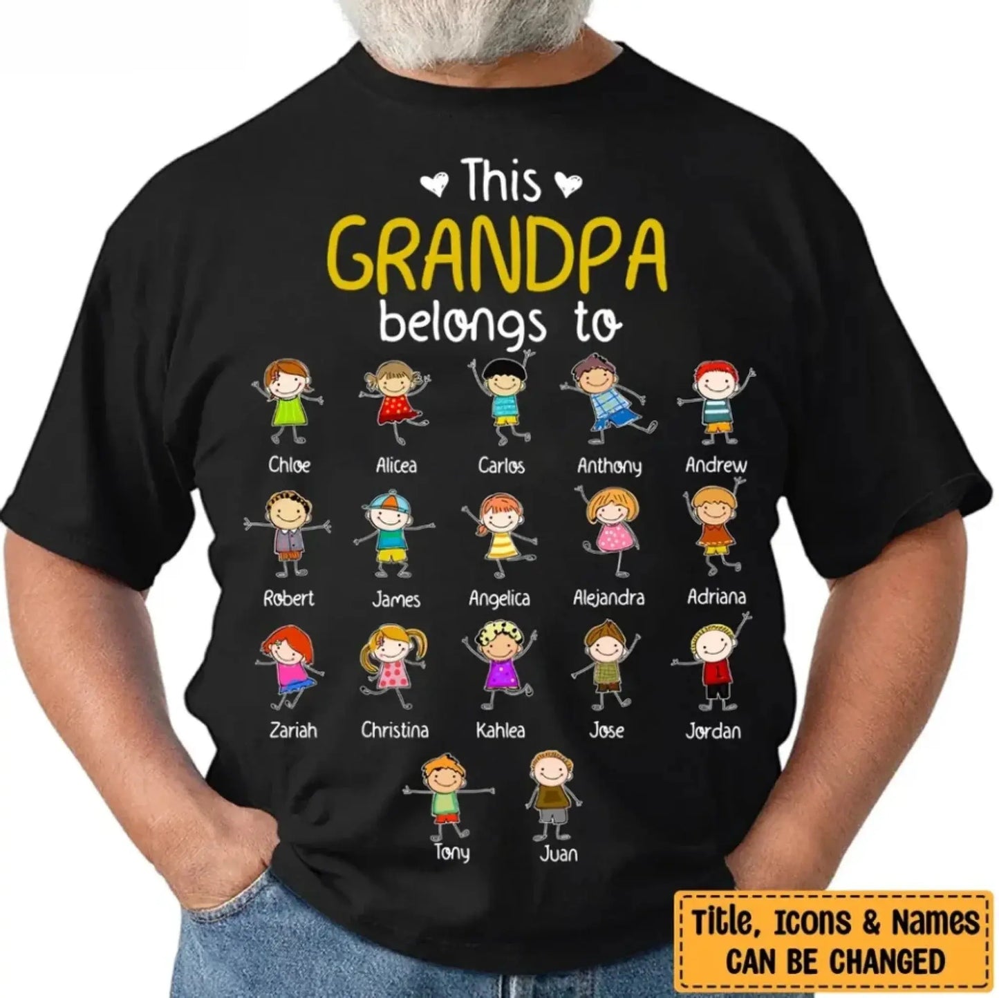 Personalized "This Grandpa Belongs To" Shirt - Custom Gift with Grandkids’ Names Ezcustomize