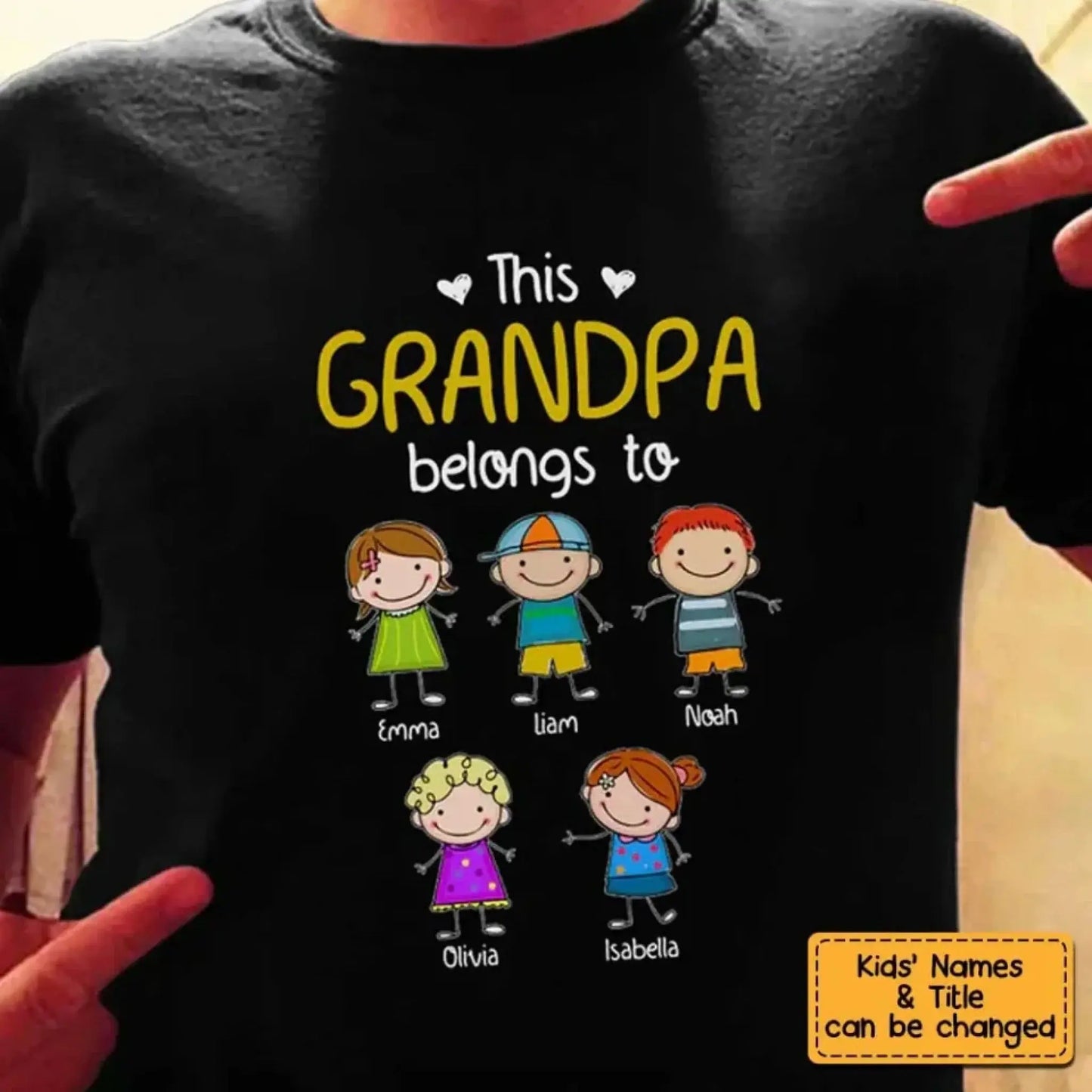 Personalized "This Grandpa Belongs To" Shirt - Custom Gift with Grandkids’ Names Ezcustomize