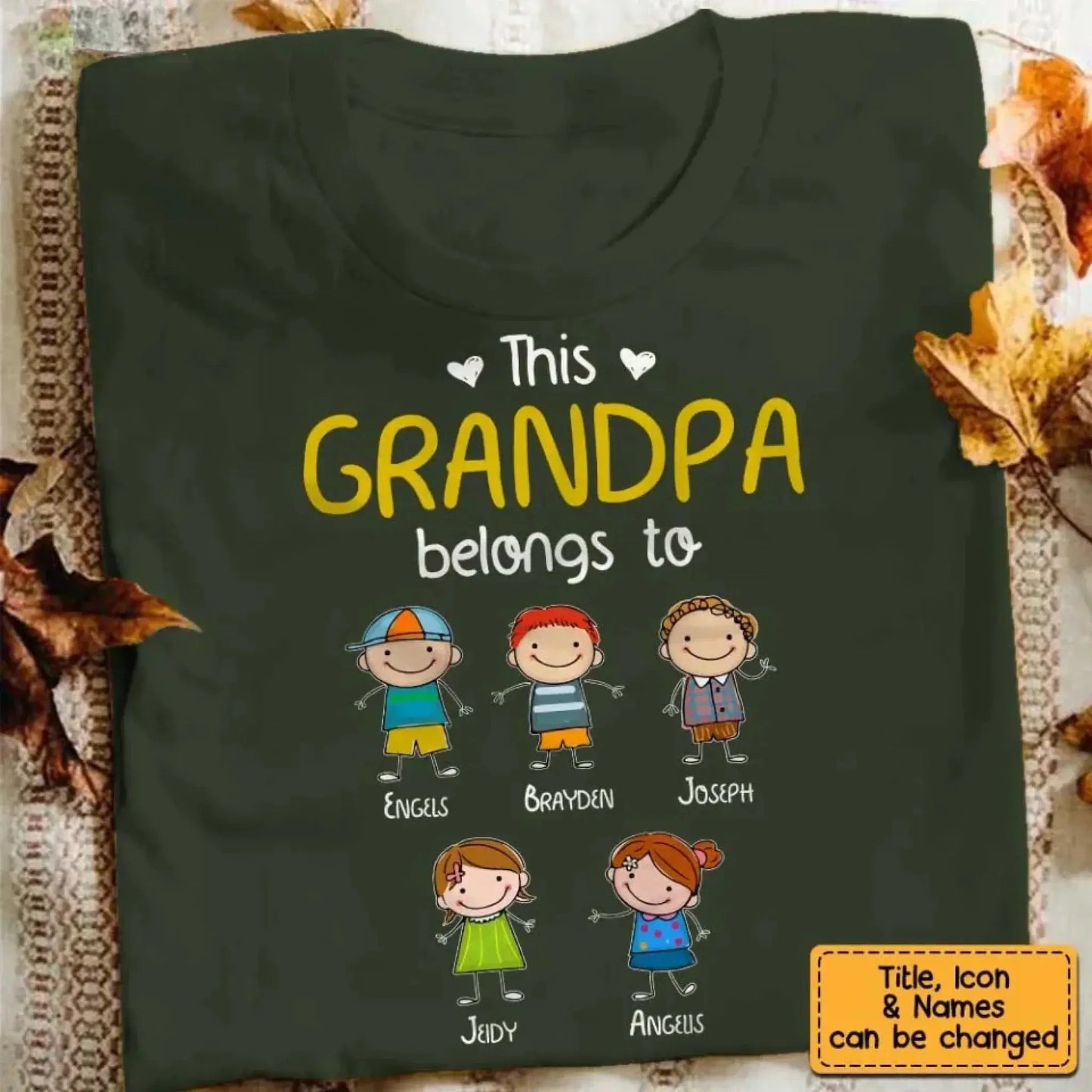 Personalized "This Grandpa Belongs To" Shirt - Custom Gift with Grandkids’ Names Ezcustomize