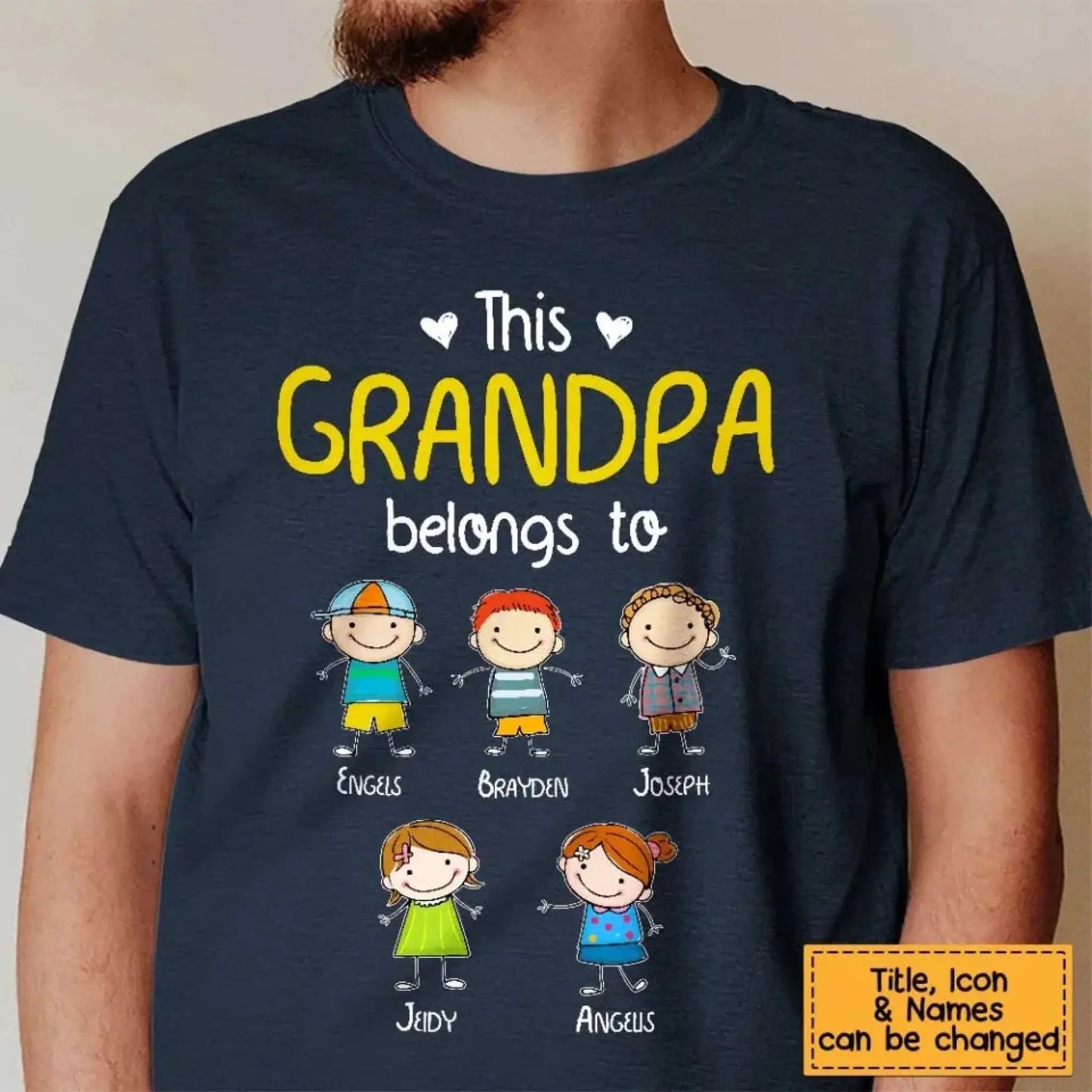 Personalized "This Grandpa Belongs To" Shirt - Custom Gift with Grandkids’ Names Ezcustomize