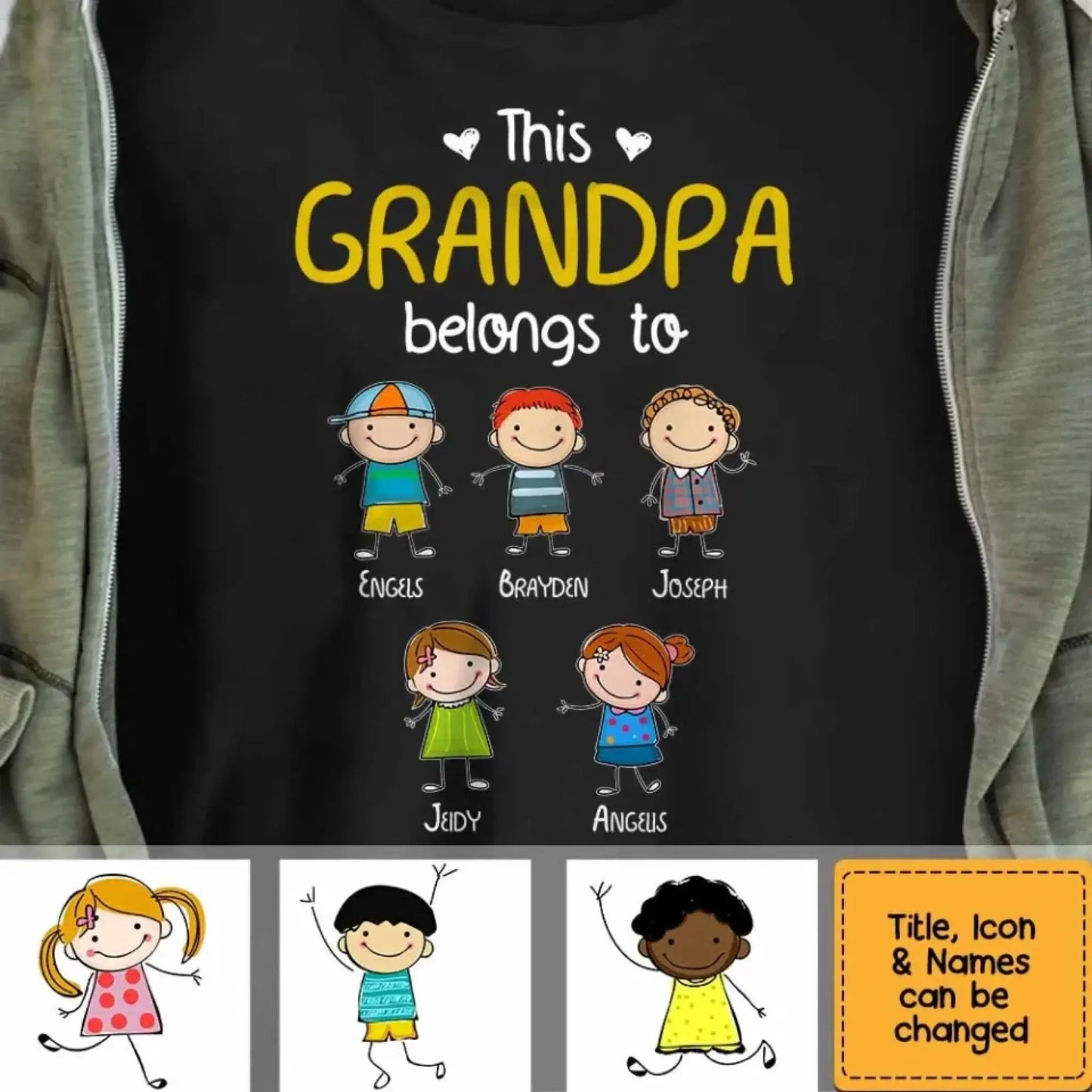 Personalized "This Grandpa Belongs To" Shirt - Custom Gift with Grandkids’ Names Ezcustomize