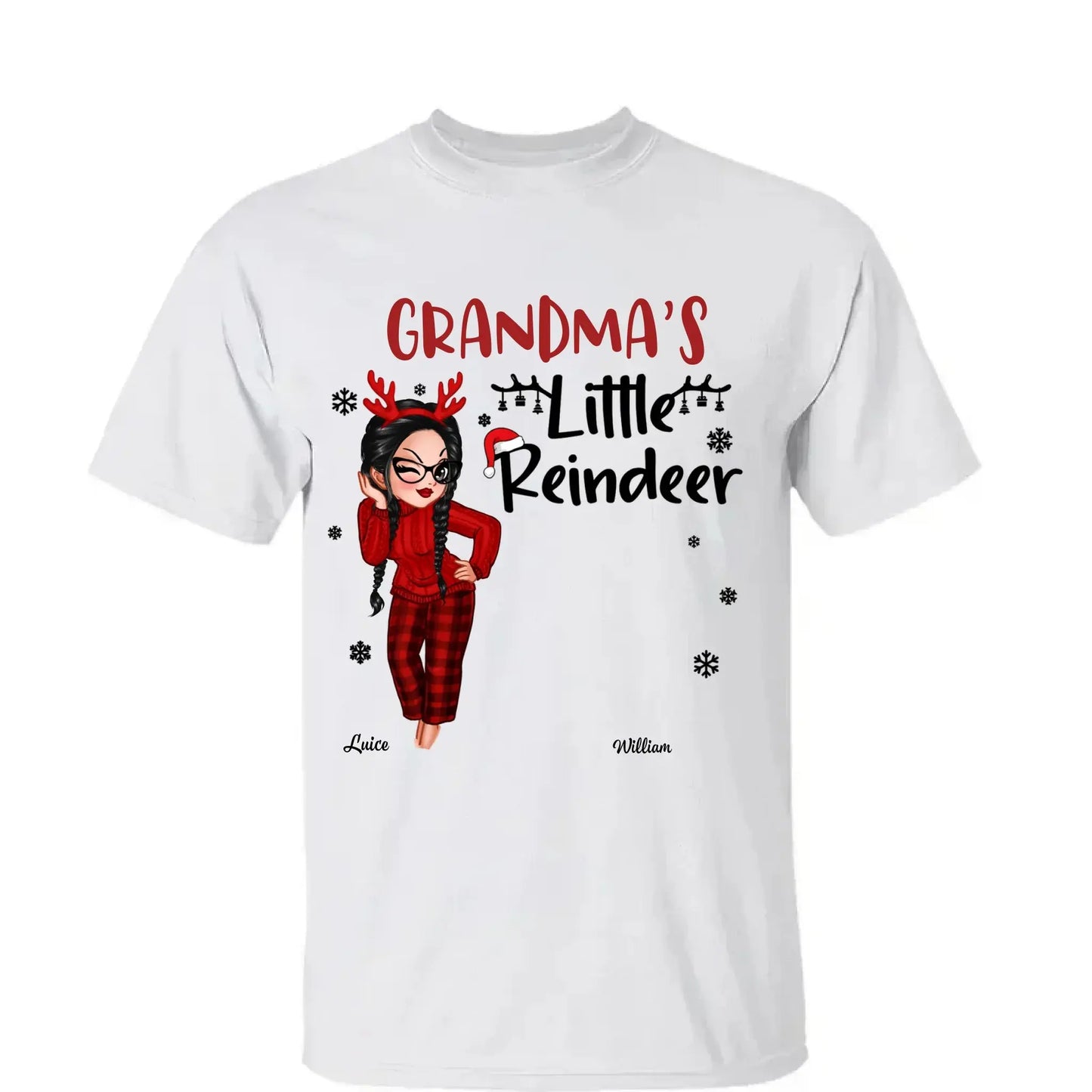 Pretty Grandma's Little Reindeer - Personalized Custom T Shirt - Christmas Gift for Grandma/Grandparent Ezcustomize