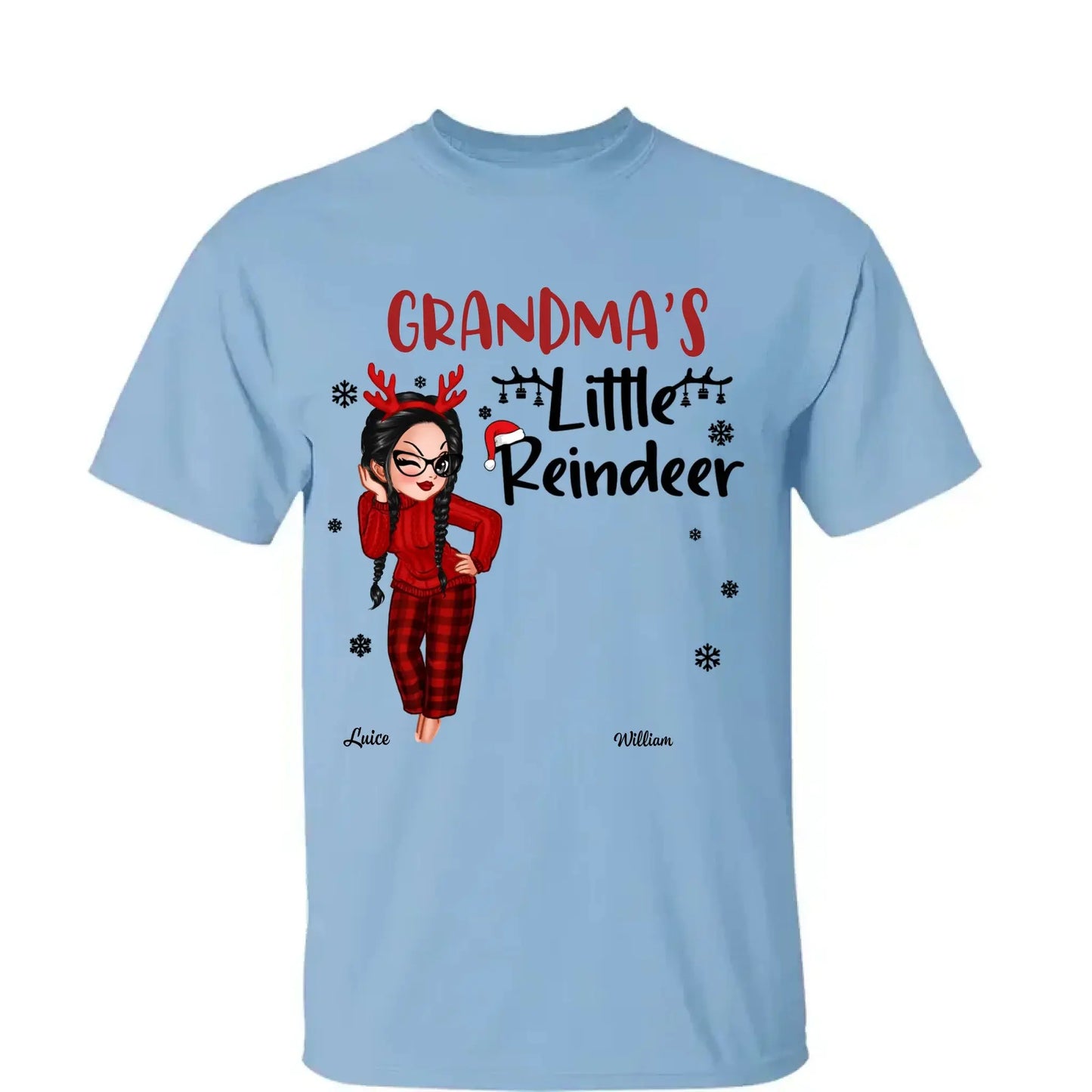 Pretty Grandma's Little Reindeer - Personalized Custom T Shirt - Christmas Gift for Grandma/Grandparent Ezcustomize