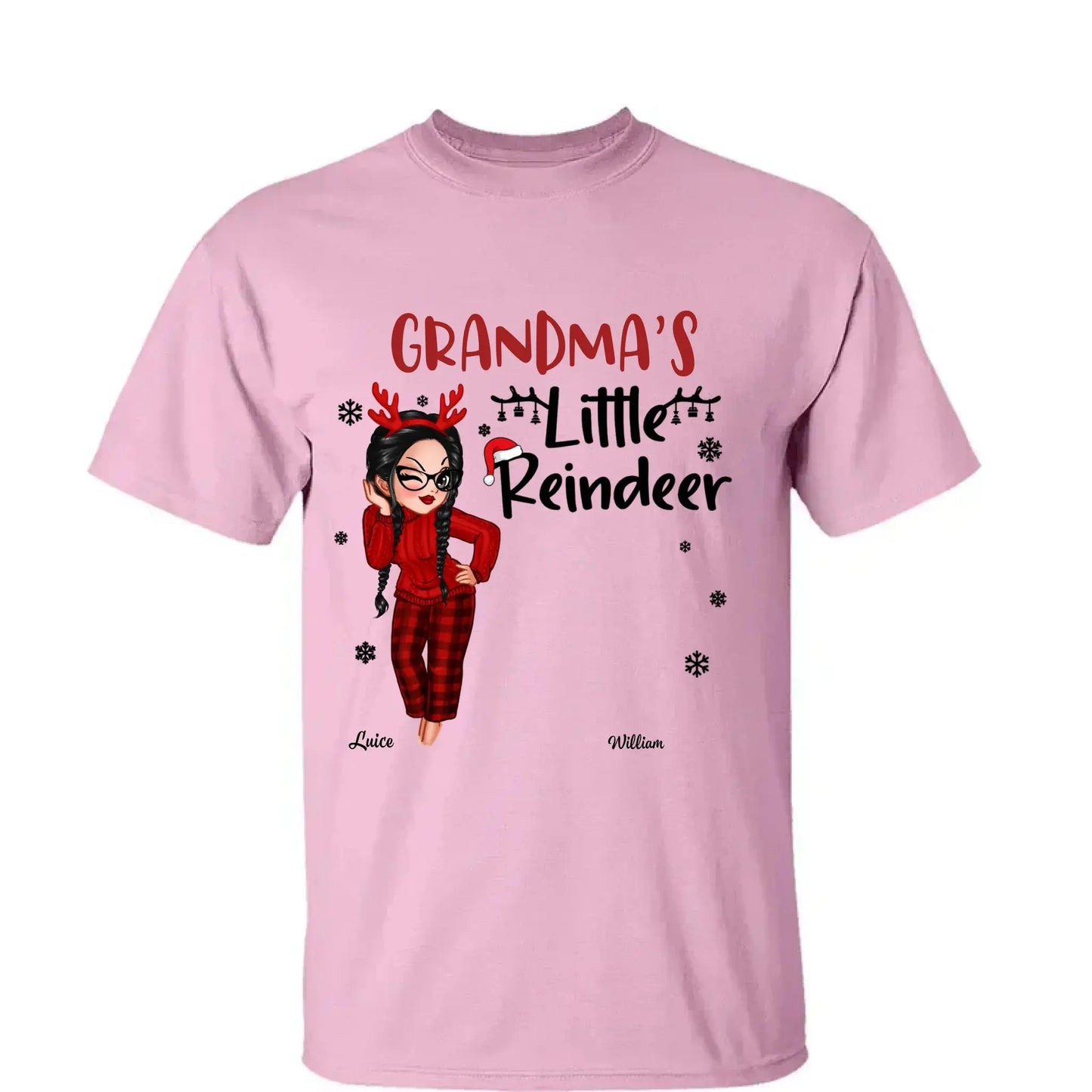 Pretty Grandma's Little Reindeer - Personalized Custom T Shirt - Christmas Gift for Grandma/Grandparent Ezcustomize