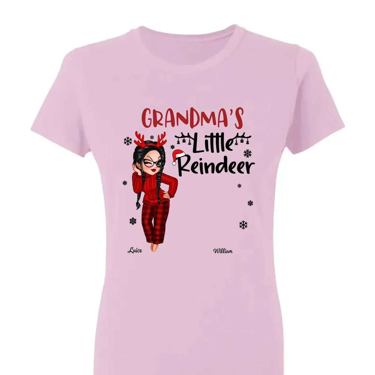 Pretty Grandma's Little Reindeer - Personalized Custom T Shirt - Christmas Gift for Grandma/Grandparent Ezcustomize