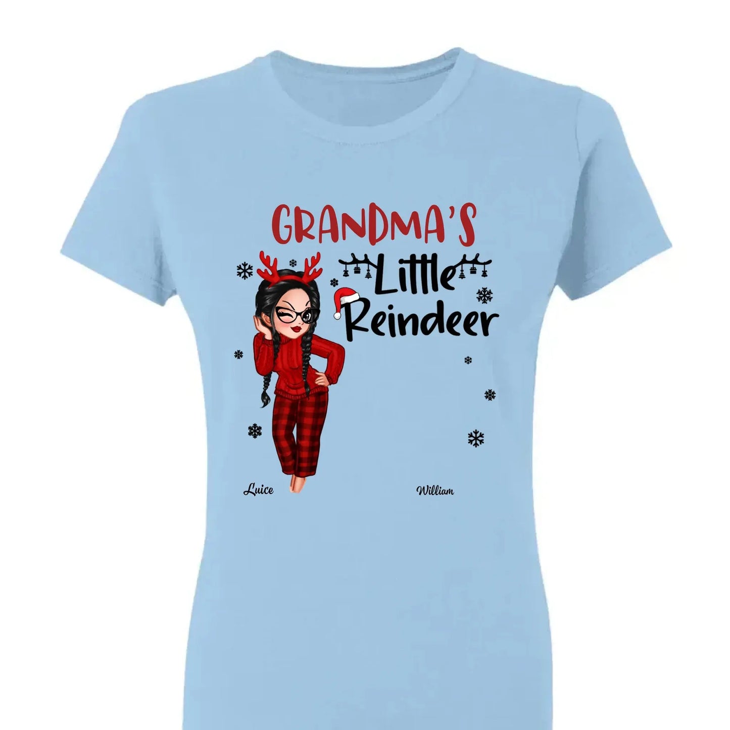 Pretty Grandma's Little Reindeer - Personalized Custom T Shirt - Christmas Gift for Grandma/Grandparent Ezcustomize
