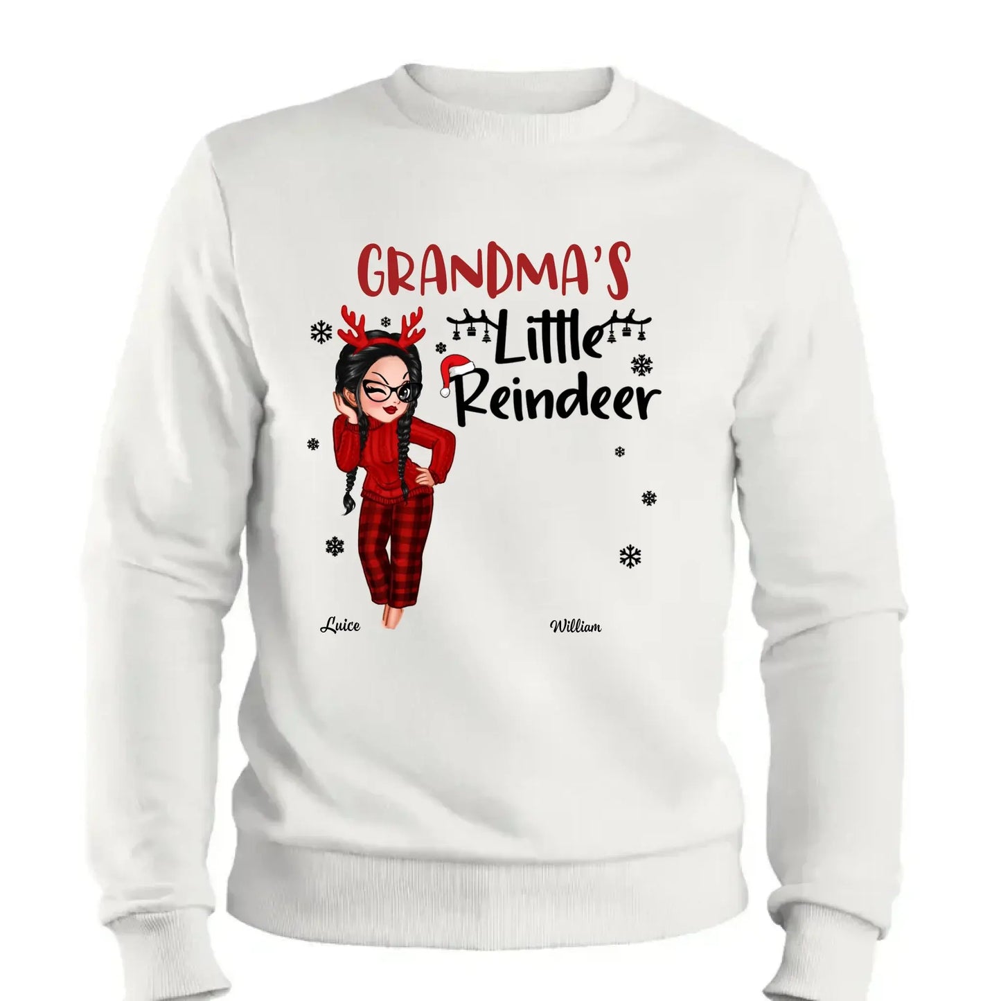 Pretty Grandma's Little Reindeer - Personalized Custom T Shirt - Christmas Gift for Grandma/Grandparent Ezcustomize