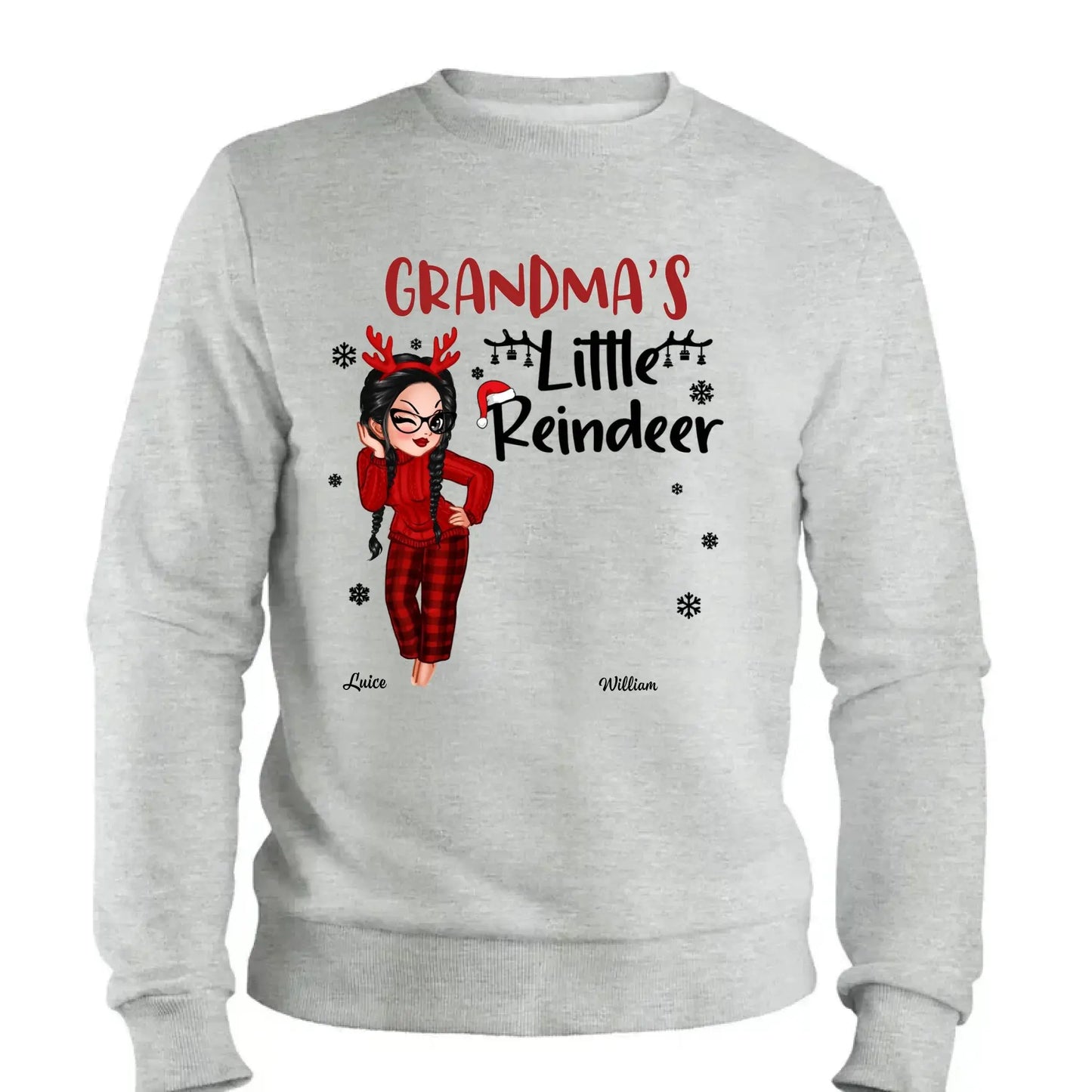 Pretty Grandma's Little Reindeer - Personalized Custom T Shirt - Christmas Gift for Grandma/Grandparent Ezcustomize
